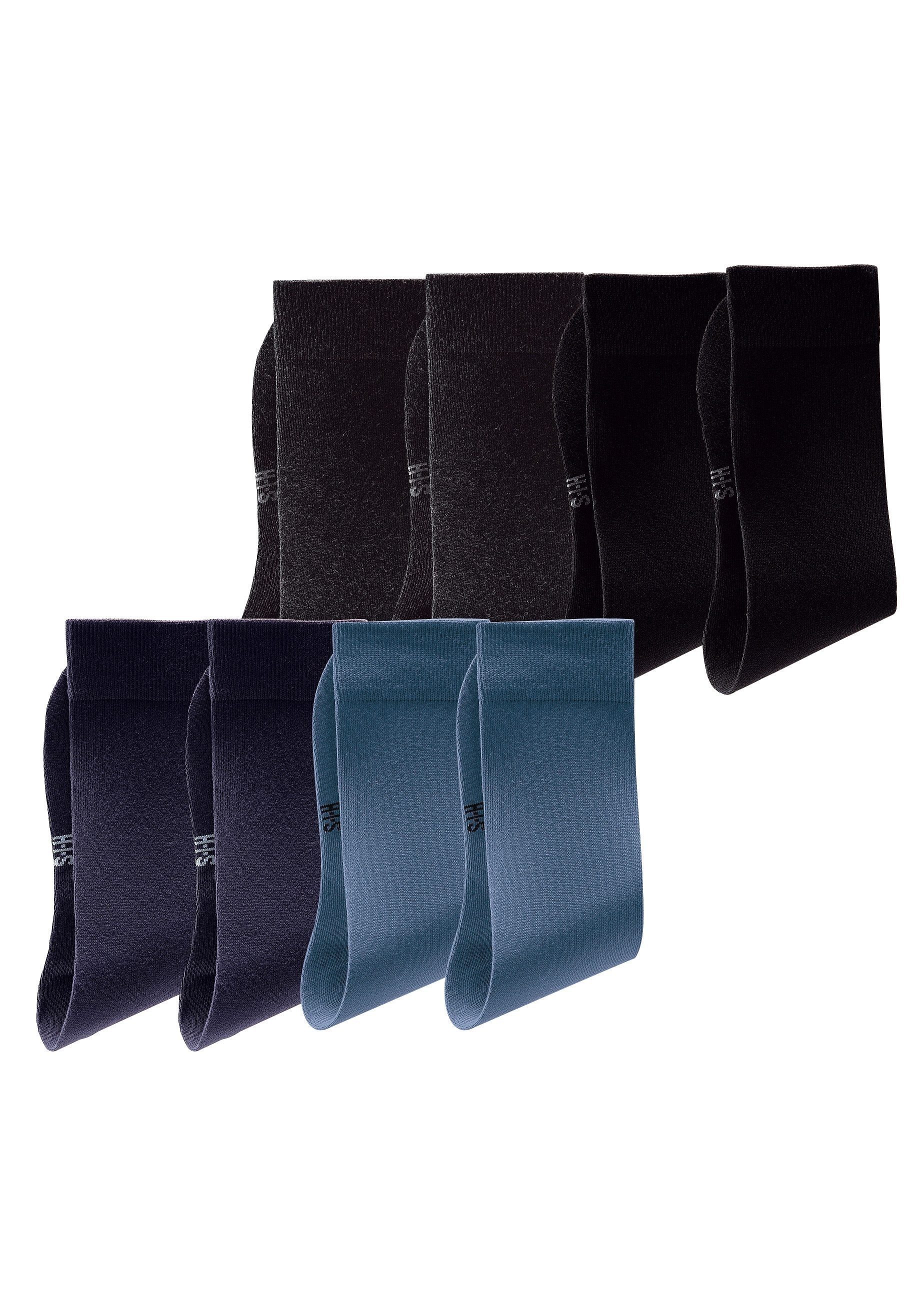 H.I.S Basicsocken dunkelgrau marine, mit (4-Paar) schwarz, Baumwollanteil hohem blau