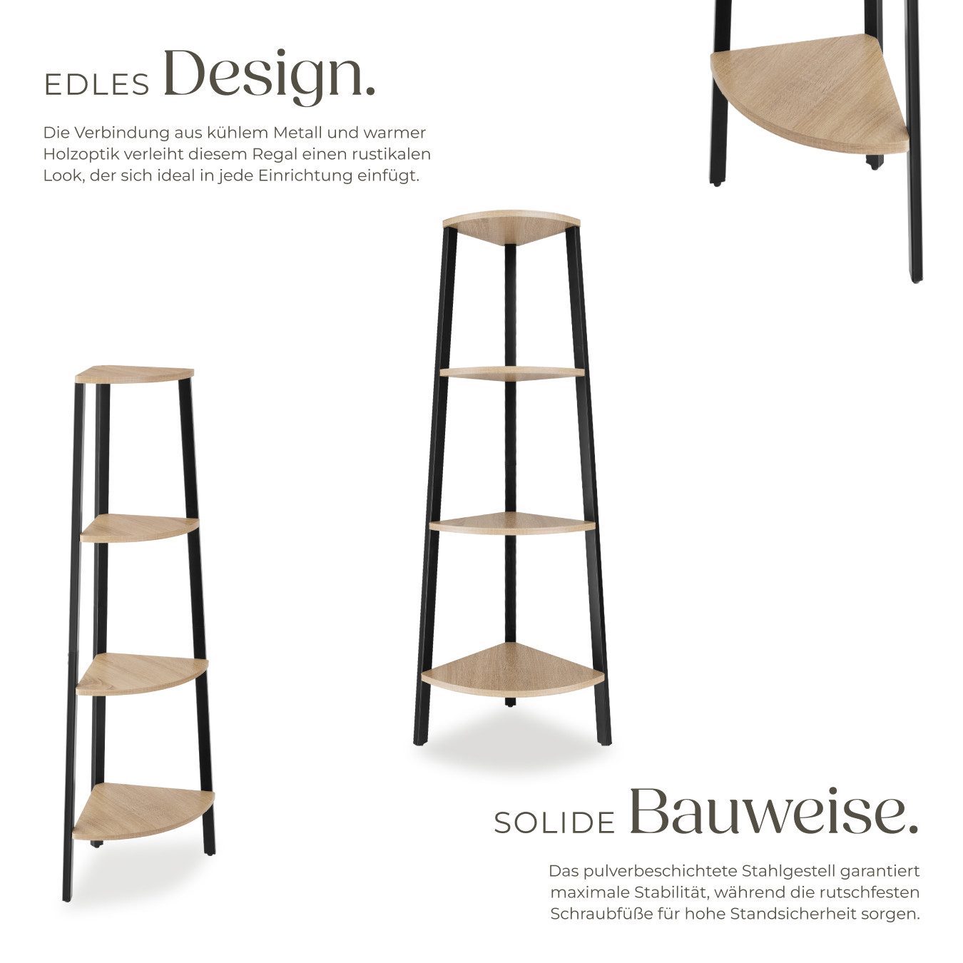 tectake Bücherregal Eckregal, Set 1-tlg., Industrial Style