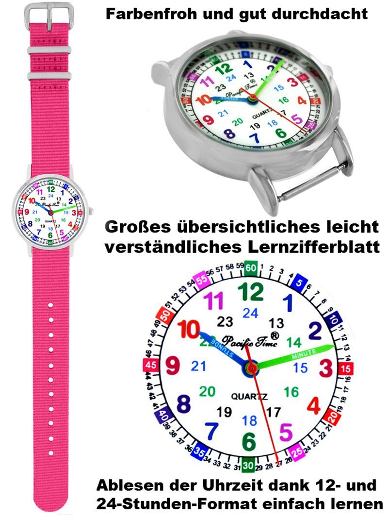 nachhaltiges Mix Match Versand Kinder Wechselarmband, Gratis Pacific Armbanduhr Quarzuhr Lernuhr und - rosa Design Time