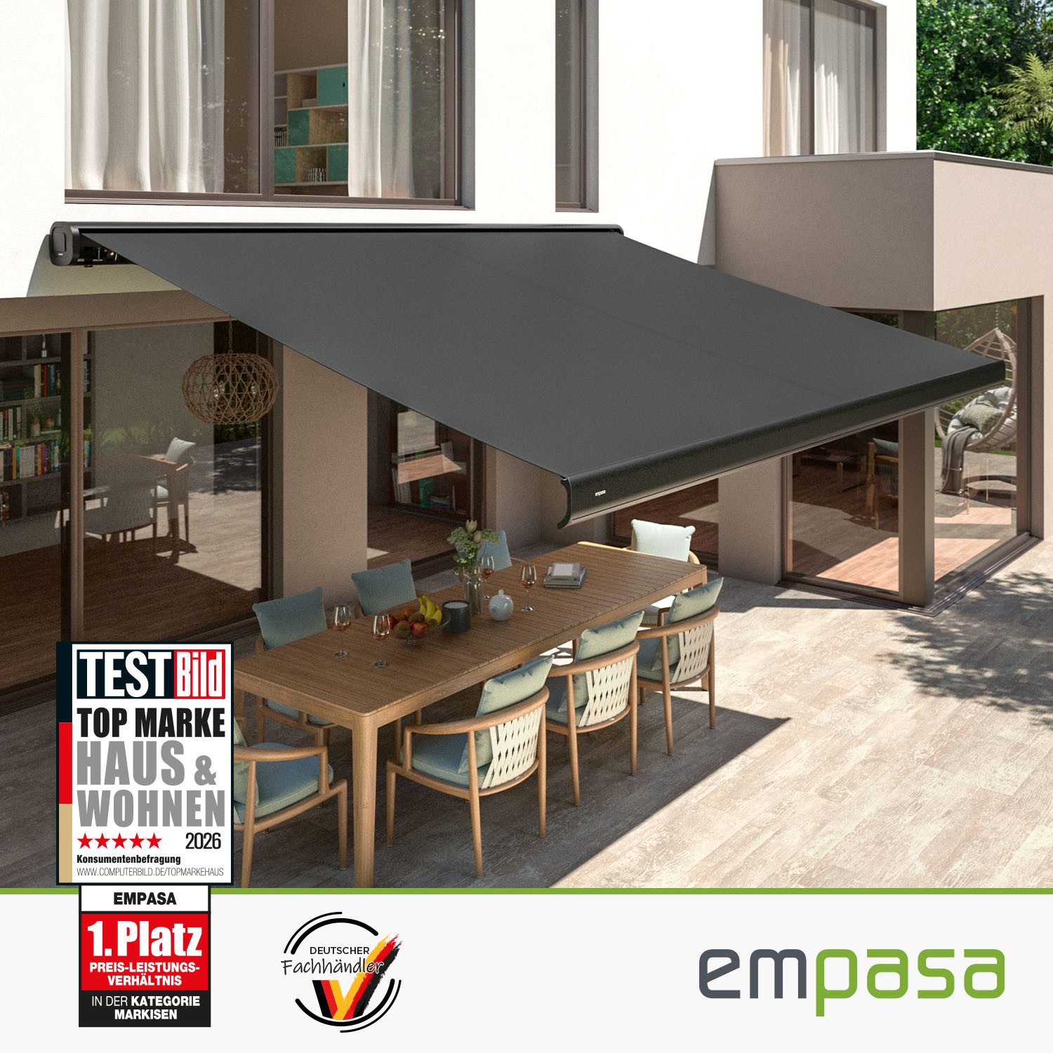 empasa Kassettenmarkise "CLASSIC" Markise Halbkassettenmarkise inkl. Fernbedienung & Handkurbel