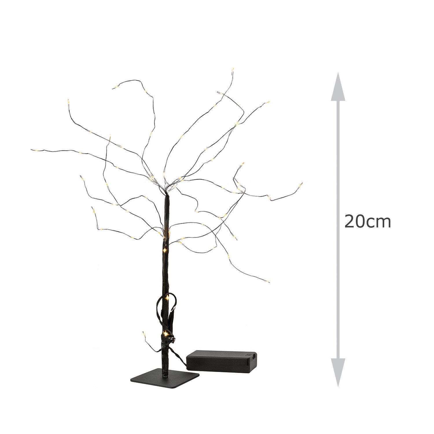 MARELIDA LED Dekoobjekt LED Mini Baum Weidenbaum Dekoleuchte 60 LED Batteriebetrieb schwarz, LED Classic, warmweiß (2100K bis 3000K)