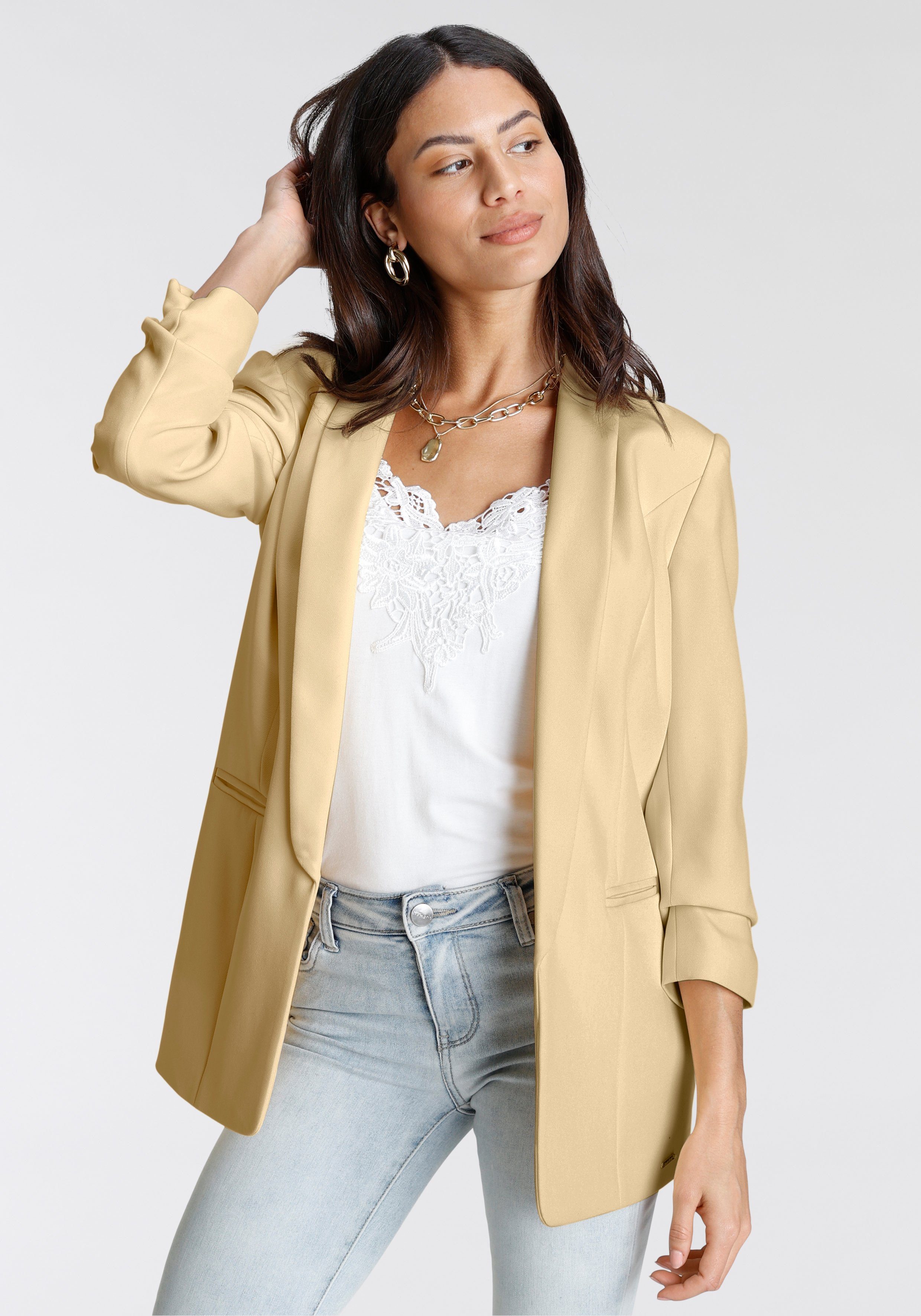 Laura Scott Longblazer mit gerafften Ärmeln