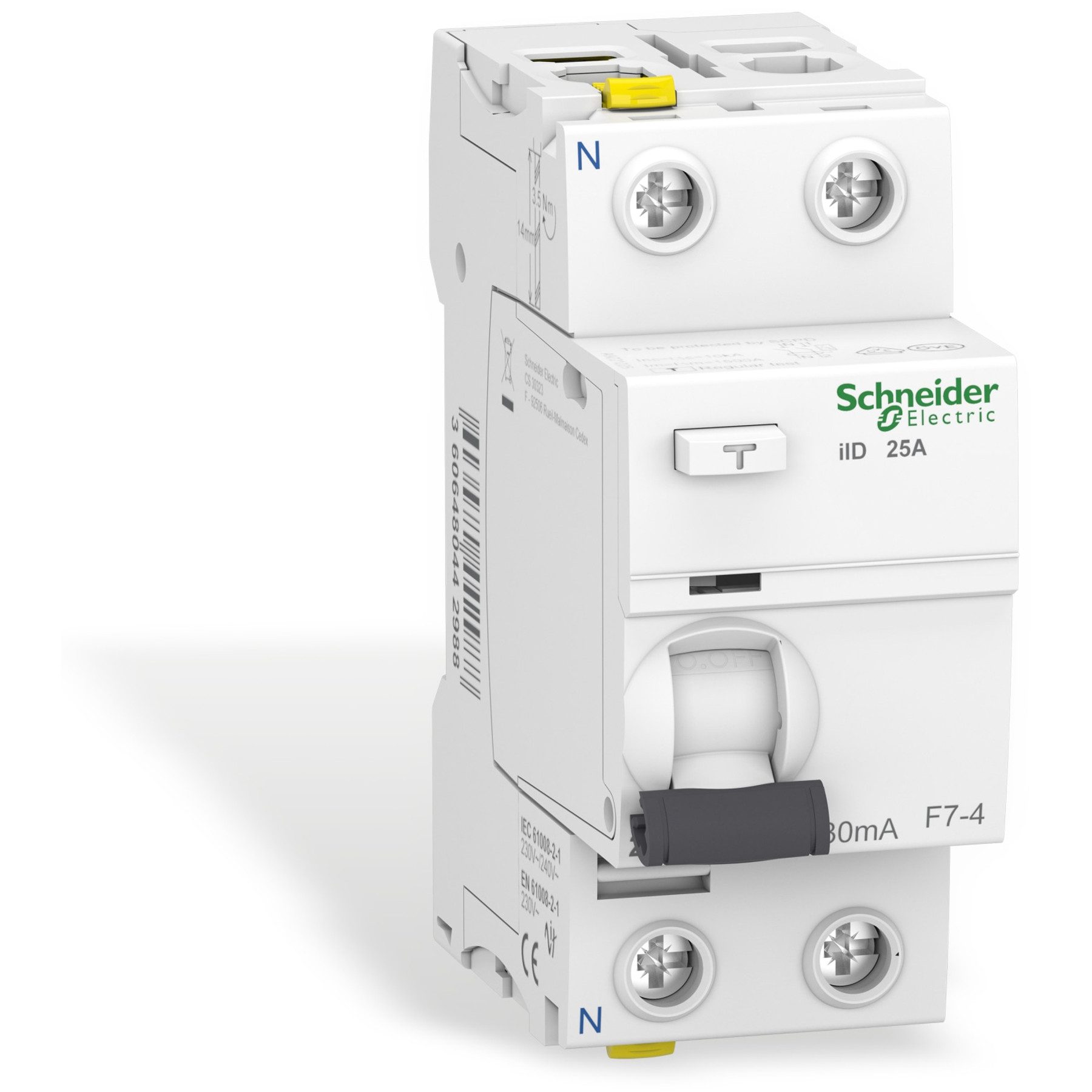 Schneider Electric Personenschutzstecker SCHNEIDER ELECTRIC Fehlerstrom-Schutzschalter A9Z21225, 25A