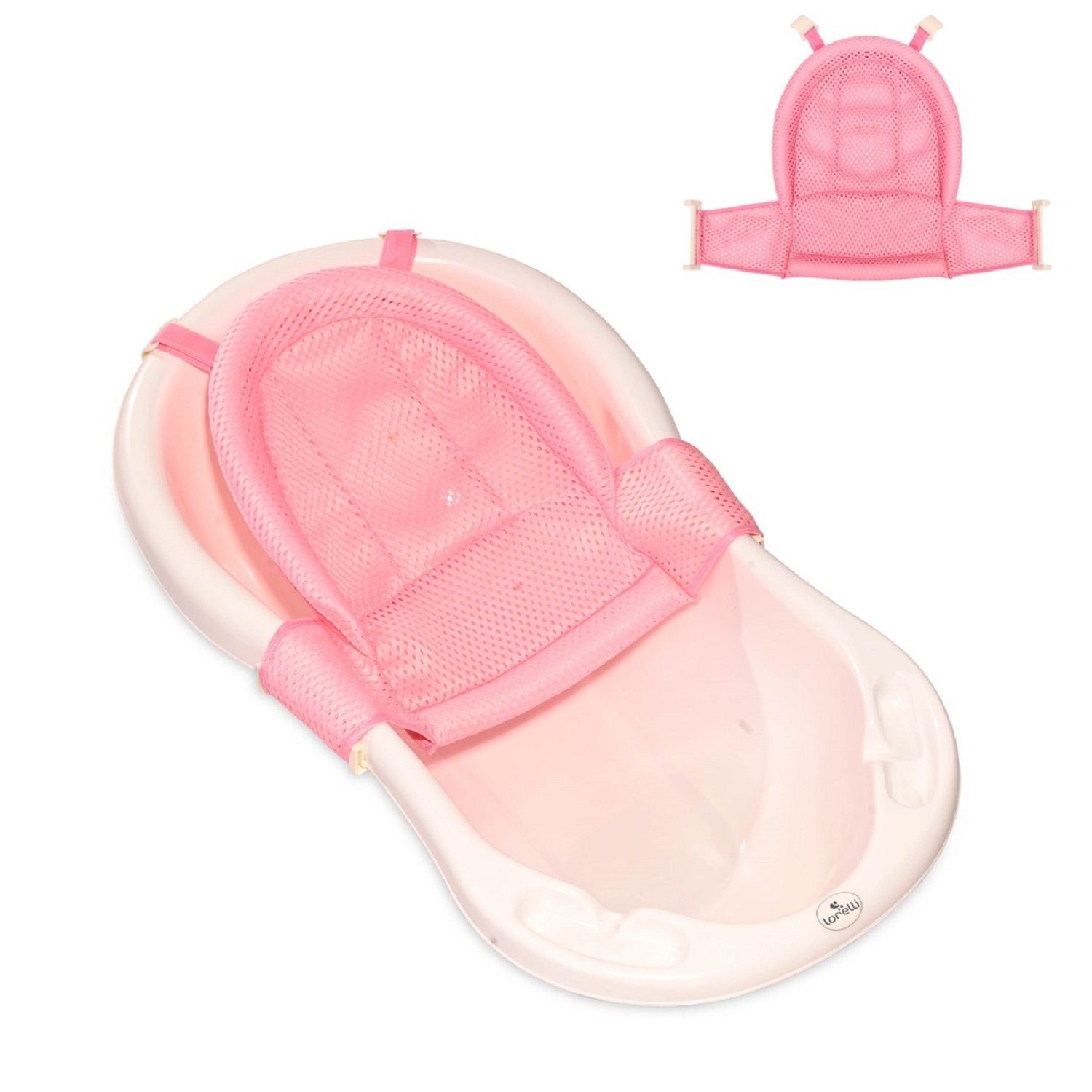 Lorelli Wanneneinlage Baby Badewannen rosa Kunststoff 62 Froggy, ab cm, Netz 47 cm, B: Geburt L: Badewanneneinsatz Clips