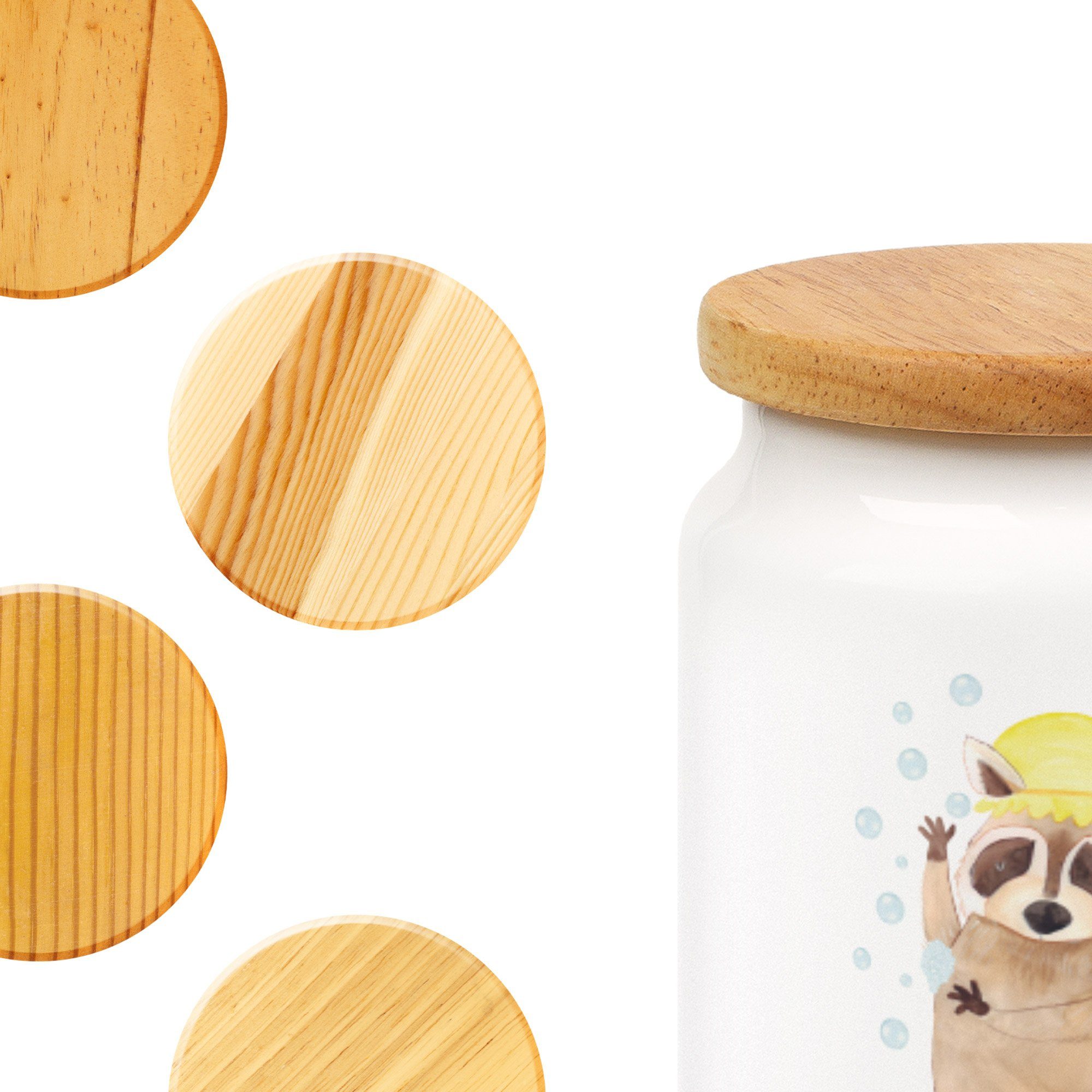 Mr. & Mrs. Panda Plan, Vorratsdose (1-tlg) Keramikdose, - Weiß Waschbär V, waschen, Geschenk, - Keramik, Tagträumen