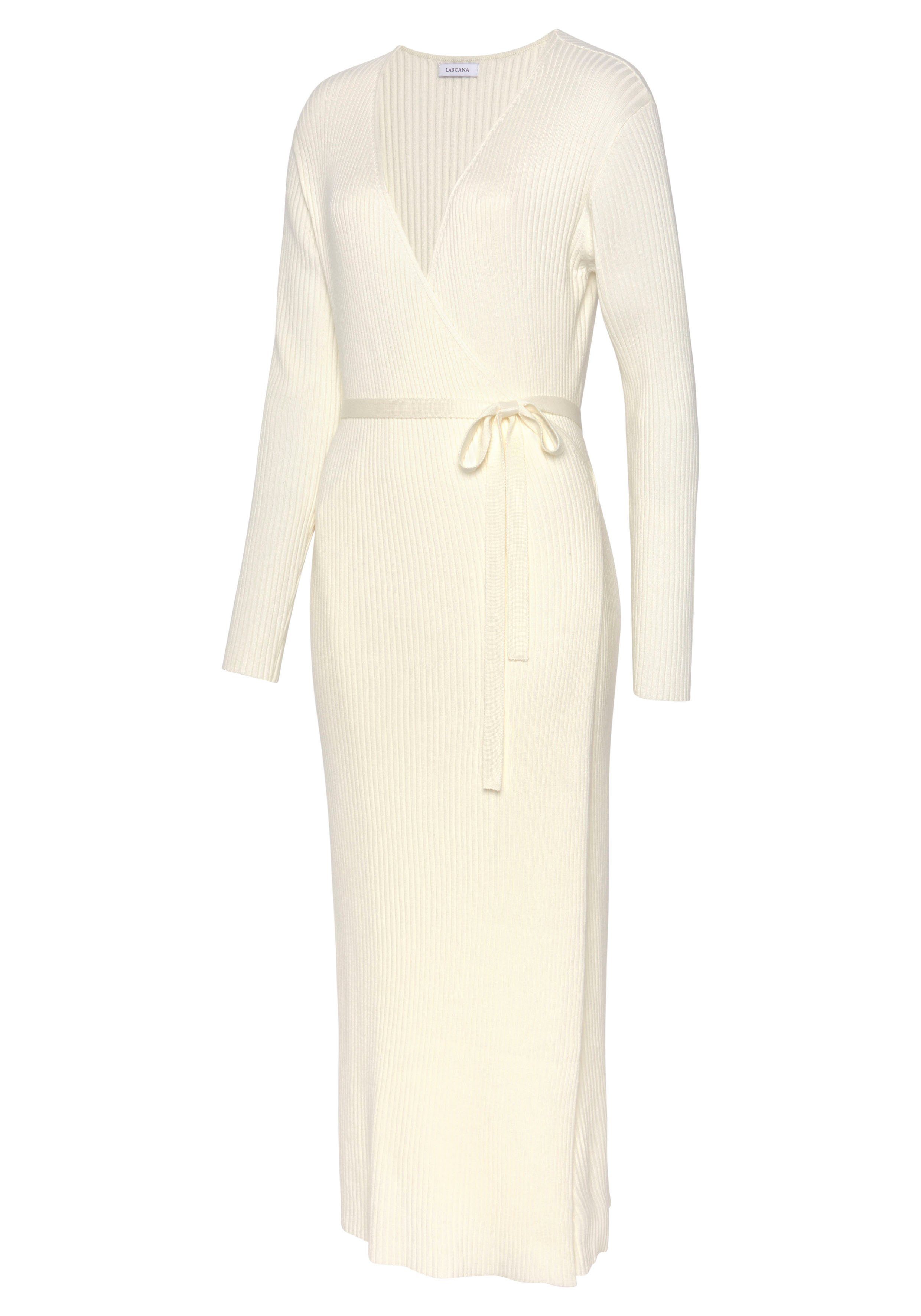 LASCANA Strickkleid Loungekleid zum wickeln mit Taillengürtel, Loungewear