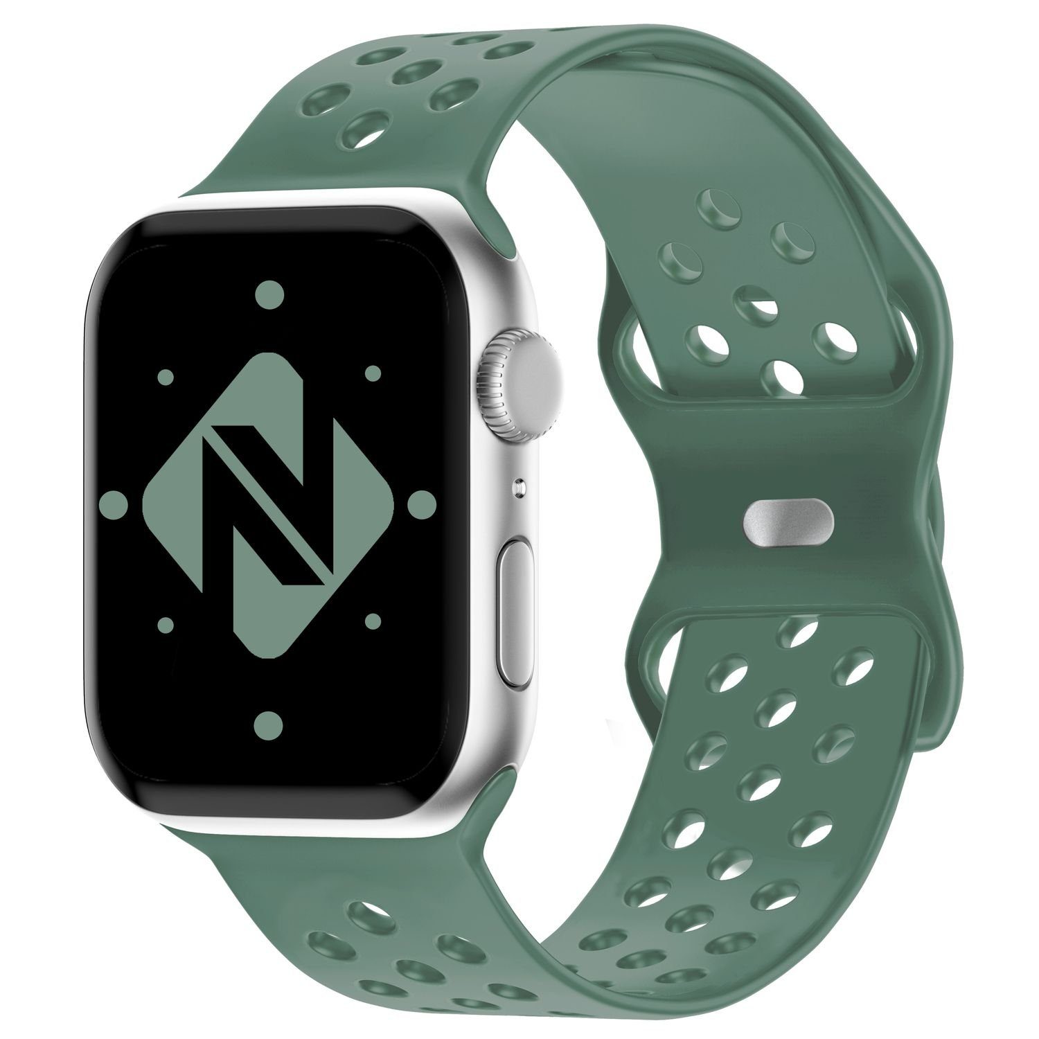 Nalia Smartwatch-Armband Apple Watch 38mm/40mm/41mm, Gelochtes Silikon Ersatzband / für Sport Fitness Uhr / Atmungsaktiv Grün