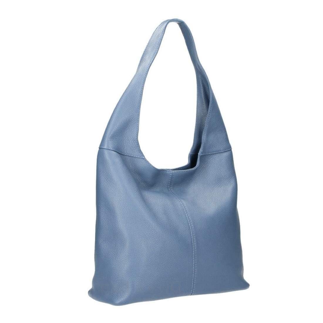 ITALYSHOP24 Shopper Made in Italy Damen echtes Leder Tasche Schultertasche Umhängetasche, Hobo Bag große Hauptfach Alltagstasche mit viel Stauraum leicht bequem