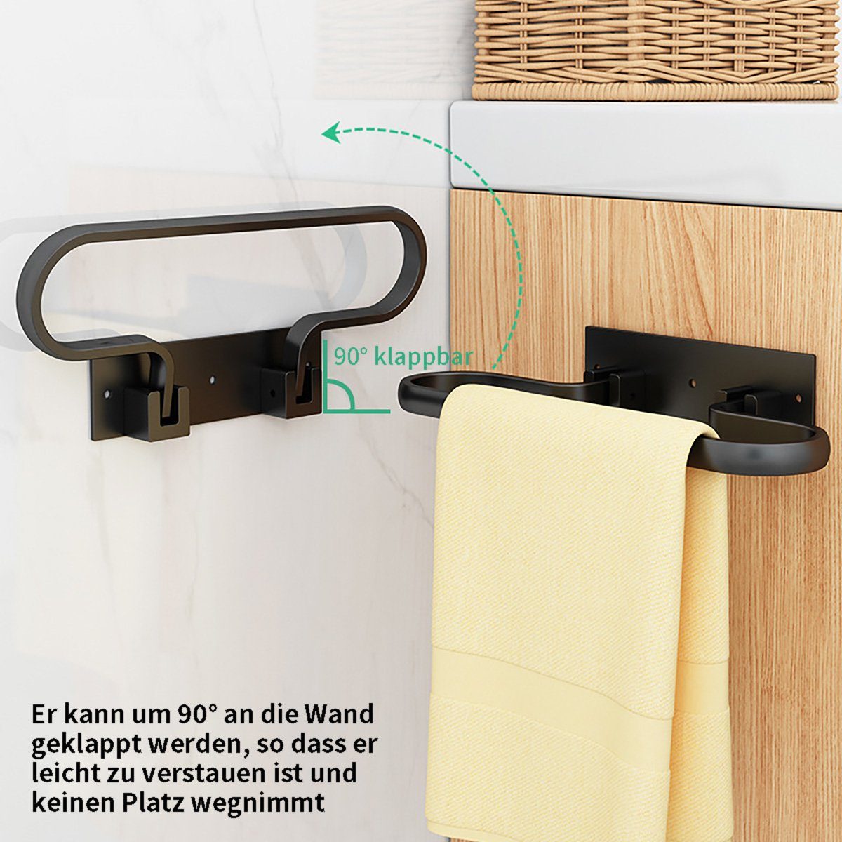 Handtuchtrockner, Bohren, Handtuchhalter Kein faltbarer Zusammenklappbarer selbstklebender götäzer Handtuchhalter