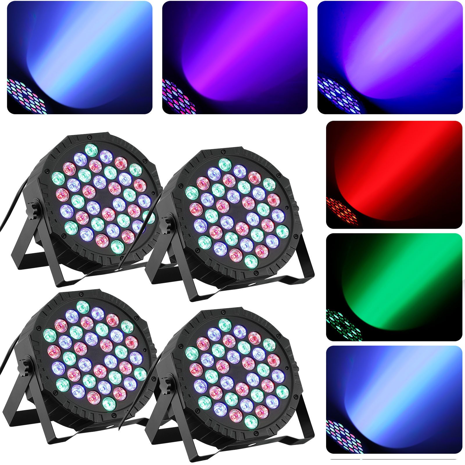 LED Discolicht 1/4er Set 36W LED Discolicht 360° Rotierende, RGB DMX512 Can Licht
