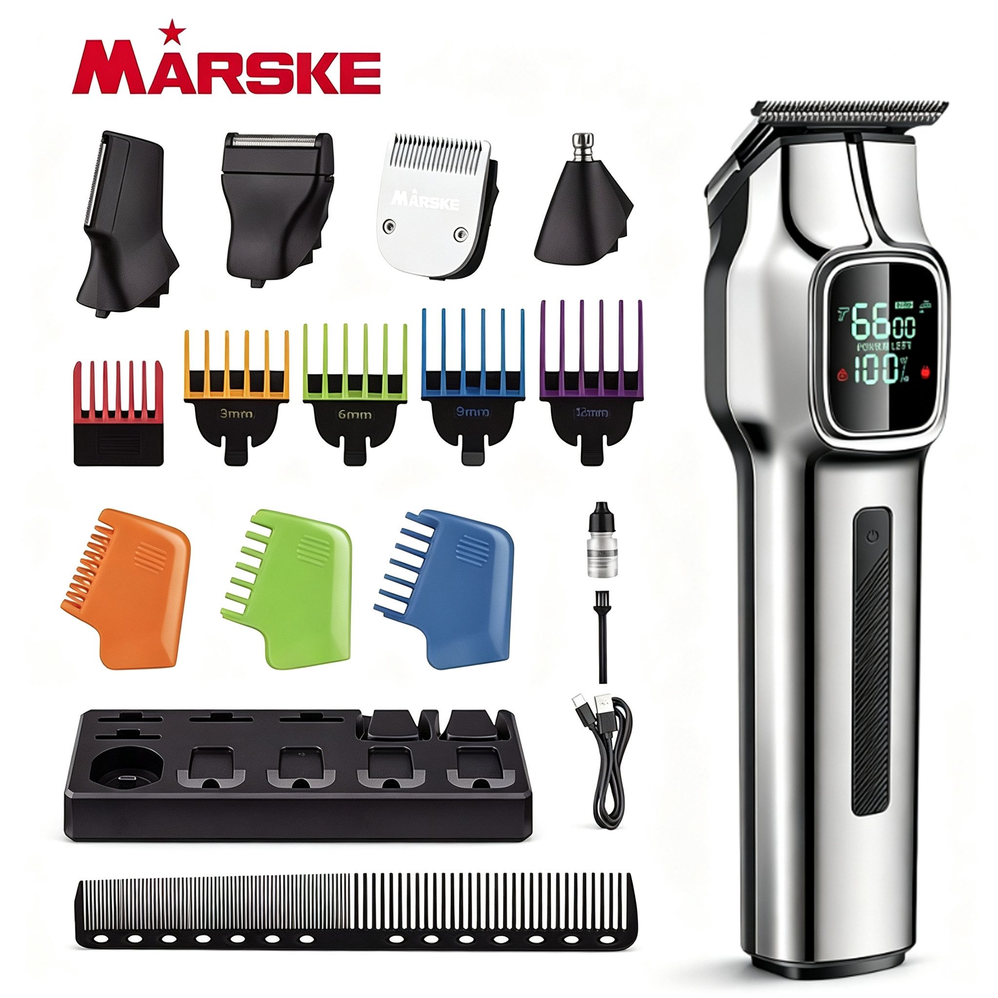 Toomoke Haarschneider Haar- und Bartschneider 5-in-1 Haarschneidemaschine für Herren, Wird mit einer Basis und 4 Begrenzungskämmen geliefert, Haarschneider Haarschneidemaschine Profi Set 5-in-1 Barttrimmer Herren