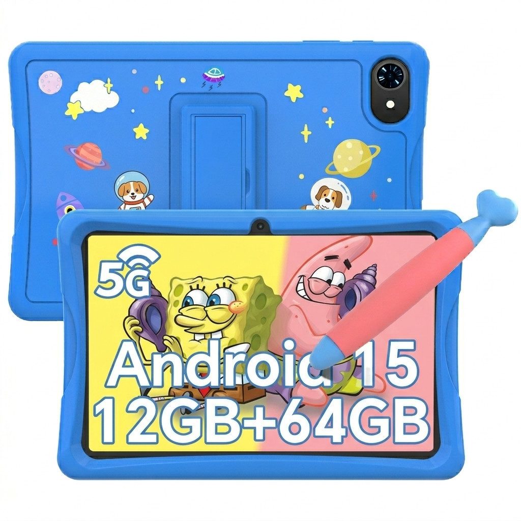 TABWEE 10.1'' Kids Android 15 mit Stylus Tablet Tablet (64 GB, Android 15, 5G wifi, Android 15, Google Kids Space, Gemini AI, mit Stift)