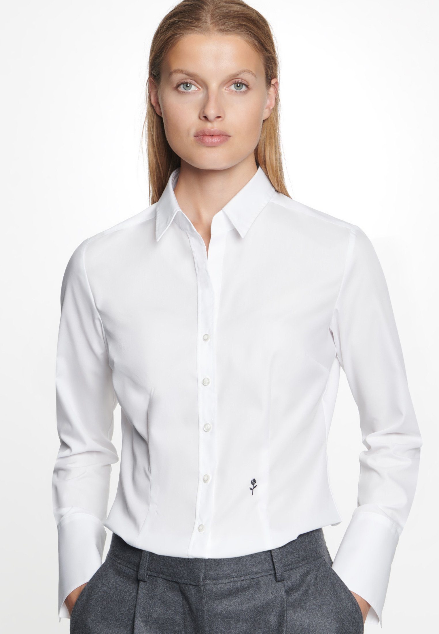 seidensticker Hemdbluse Schwarze Rose 1/1 Kragen Uni