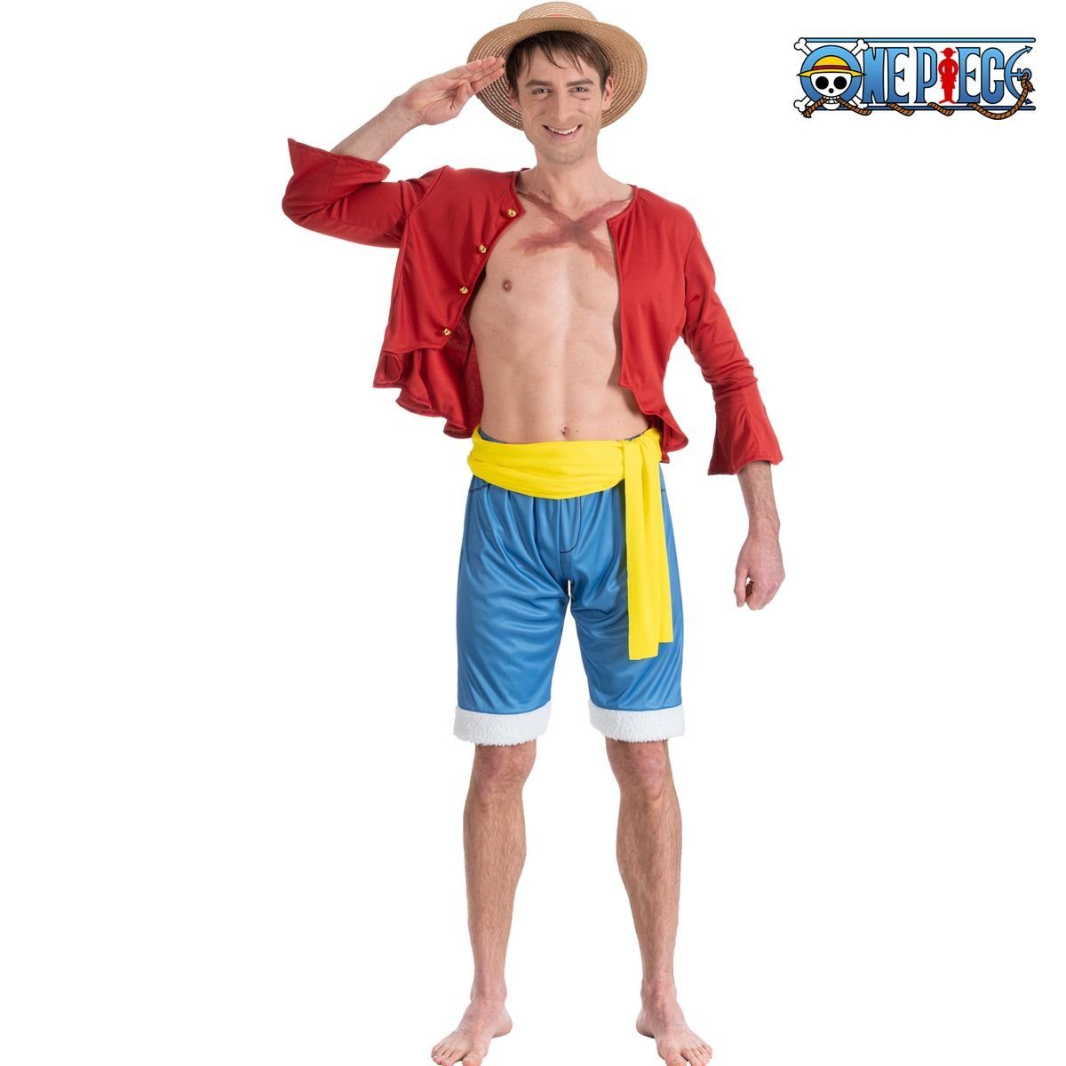 CHAKS Kostüm One Piece Strohhut Monkey D. Ruffy für Herren günstig online kaufen