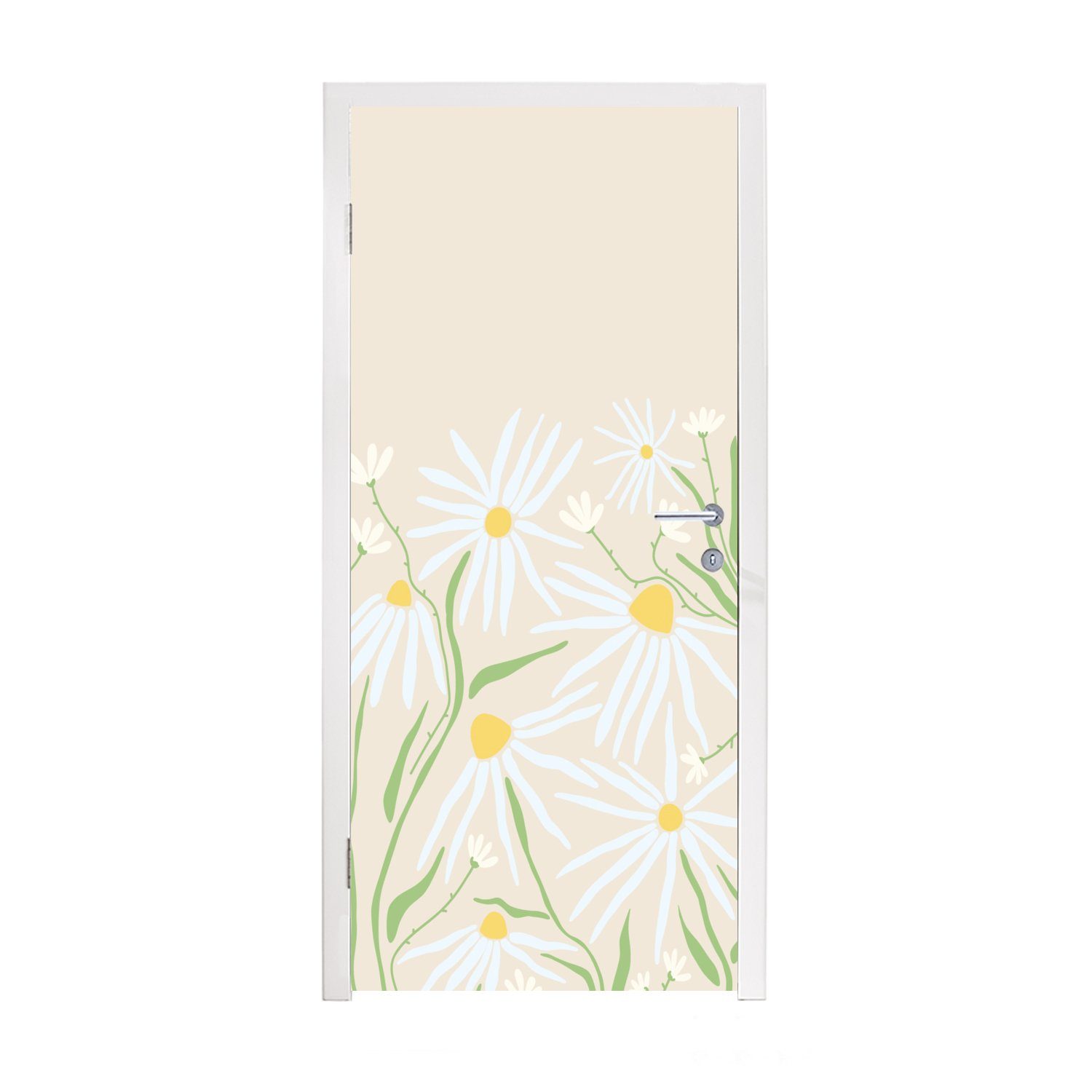 MuchoWow Türtapete Tür, Blume - cm St), für Matt, 75x205 bedruckt, - Muster (1 Gelb, Türaufkleber, Fototapete