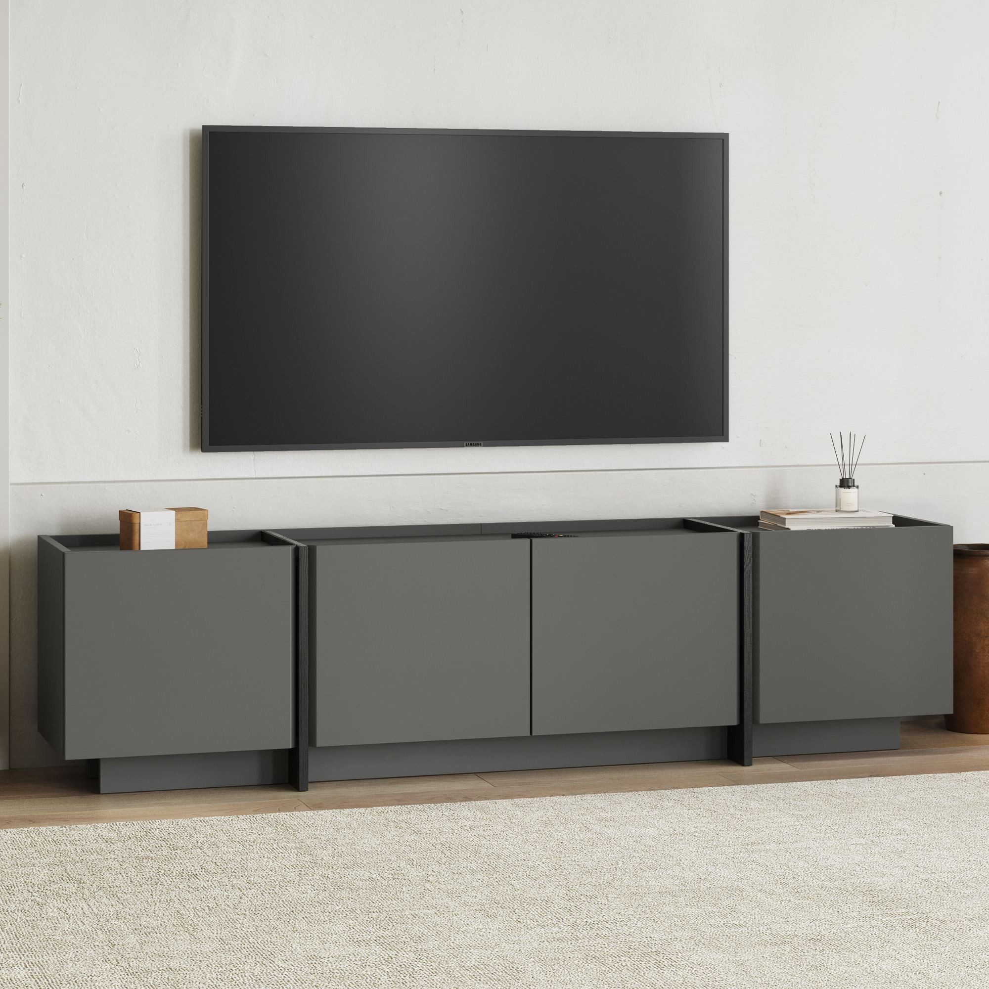 Skye Decor TV-Board Japandi Lowen (Packung, 1 St., 1 Side Board), TV-Lowboard 180 cm mit Stauraum Soft-Close