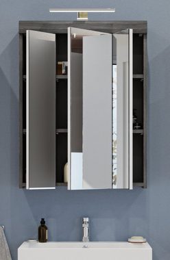 xonox.home Badezimmerspiegelschrank Scout (Badschrank grau Rauchsilber, BreitexHöhe 60x79 cm) 3-türig