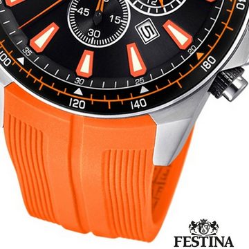 Festina Quarzuhr Festina Herren Uhr Sport F20376/5 PU, Herren Armbanduhr rund, PURarmband orange