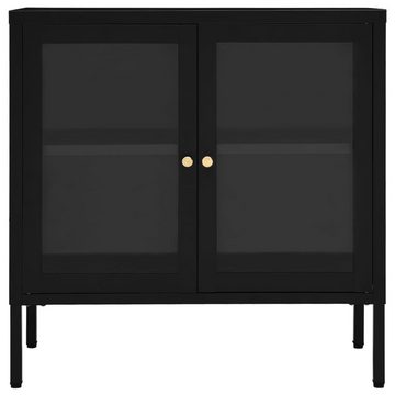 vidaXL Sideboard Sideboard Schwarz 70x35x70 cm Stahl und Glas (1 St)