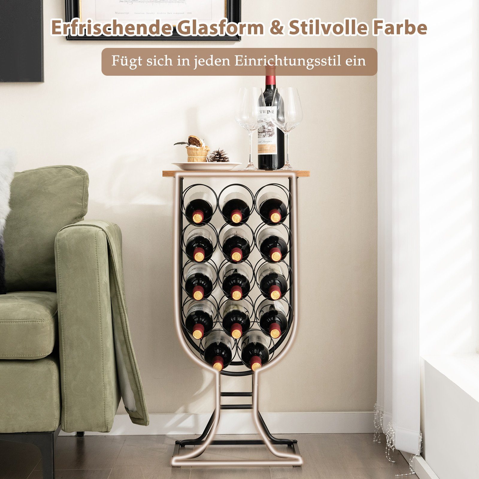 COSTWAY Weinregal, stehend, auf Rollen, für günstig online kaufen