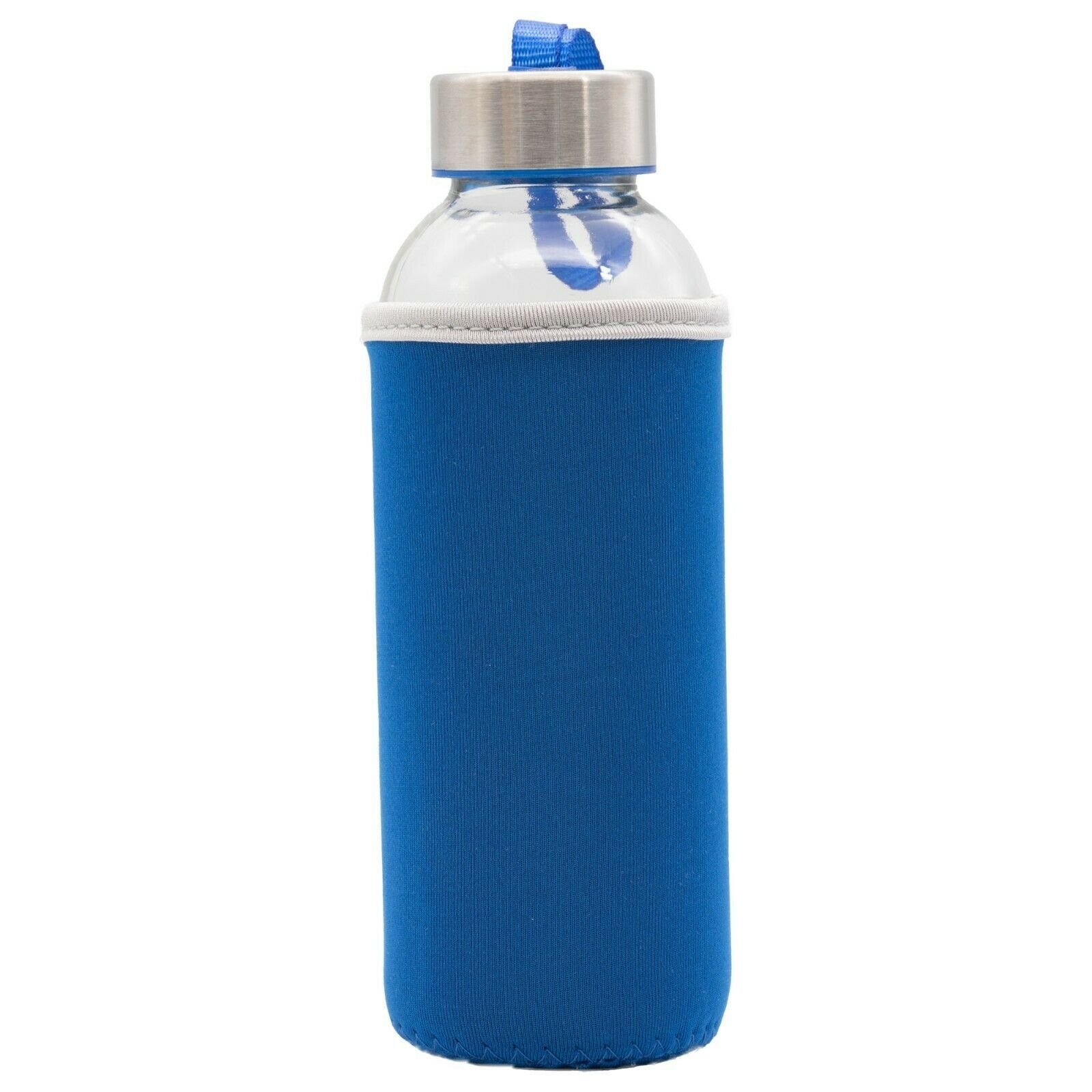 TSB Werk Trinkflasche Trinkflasche Glasflasche Wasserflasche, 400ml, 600ml, 1000ml, Neoprenhülle, Teeflasche, Sportflasche 400ml Blau