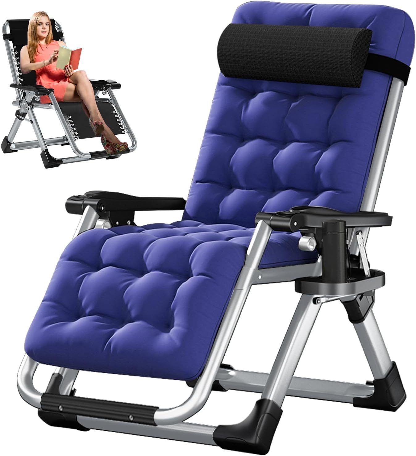 Meulbaty Klappstuhl Klappbar Gartenliege mit Polster Seitentasche, 150 kg T günstig online kaufen