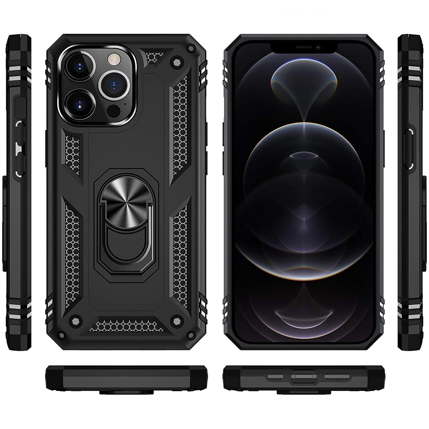 CoolGadget Handyhülle Armor Shield Case für Apple iPhone 12 Pro Max 6,7 Zoll, Outdoor Cover Magnet Ringhalterung Handy Hülle für iPhone 12 Pro Max