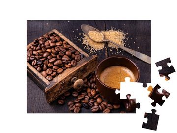 puzzleYOU Puzzle Kaffee, brauner Zucker und Kaffeebohnen, 48 Puzzleteile, puzzleYOU-Kollektionen Kaffee
