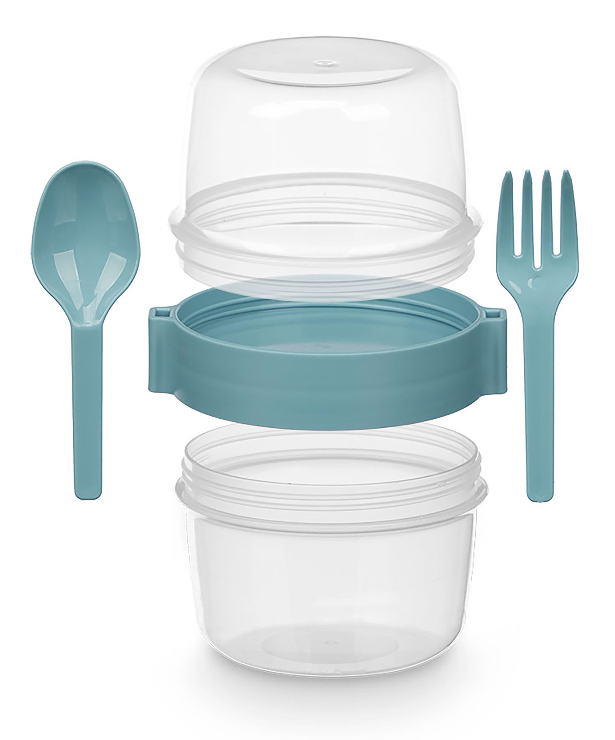 Leknes Müslibox MÜSLIBECHER 800ml mit Löffel Gabel Deckel Müsli to go 97 (Türkis), Joghurtbecher Becher Yoghurt Obst Lunchbox