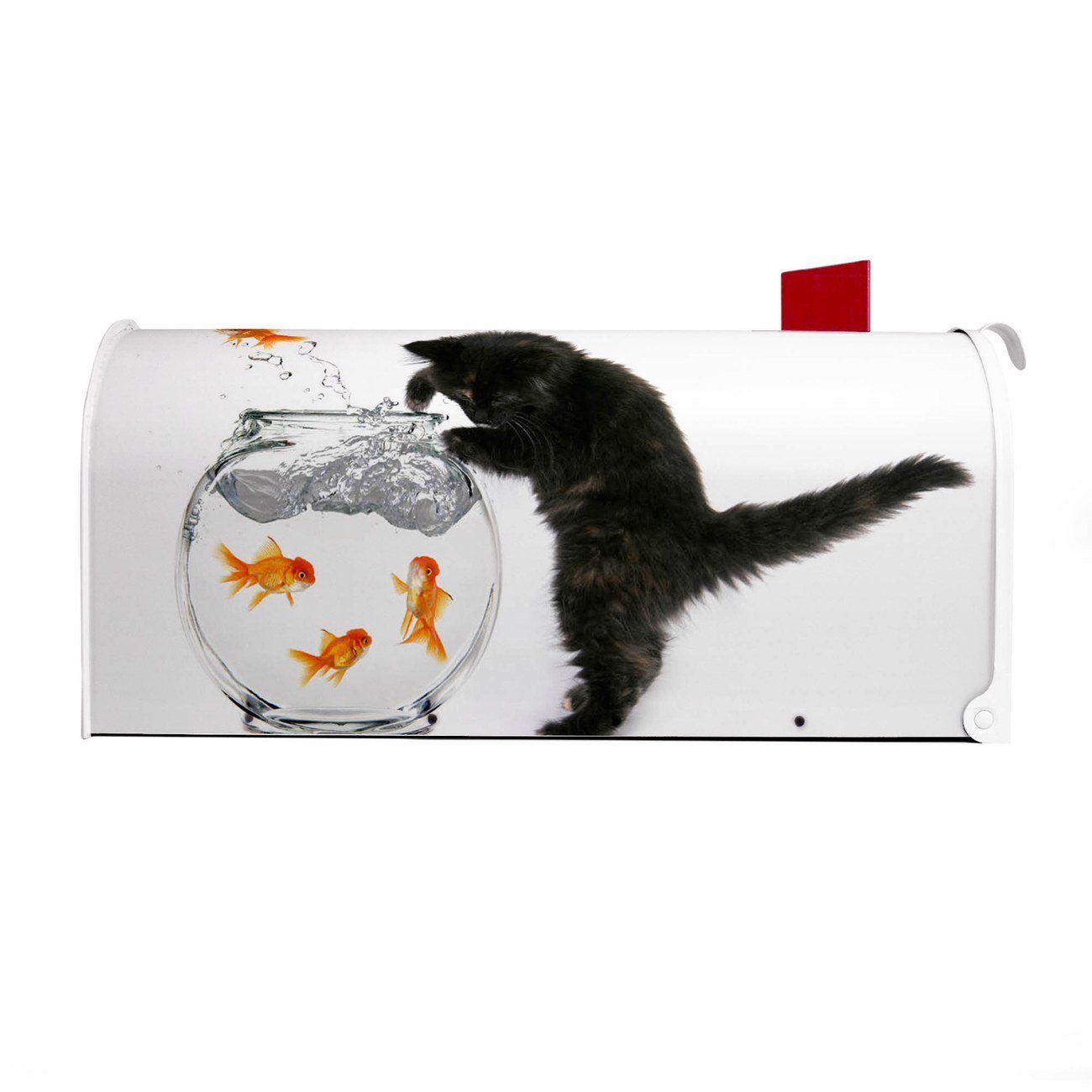 Und Fisch cm Briefkasten USA), 22 weiß x x Katze (Amerikanischer original Mailbox Amerikanischer 51 Briefkasten, aus banjado Mississippi 17
