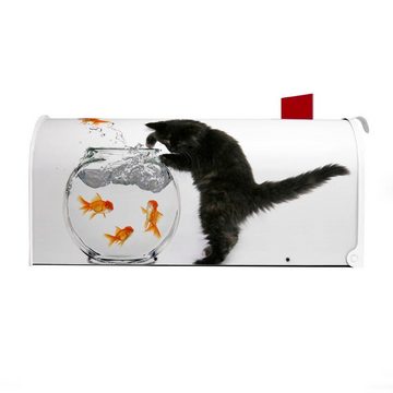 banjado Amerikanischer Briefkasten Mailbox Katze Und Fisch (Amerikanischer Briefkasten, original aus Mississippi USA), 22 x 17 x 51 cm