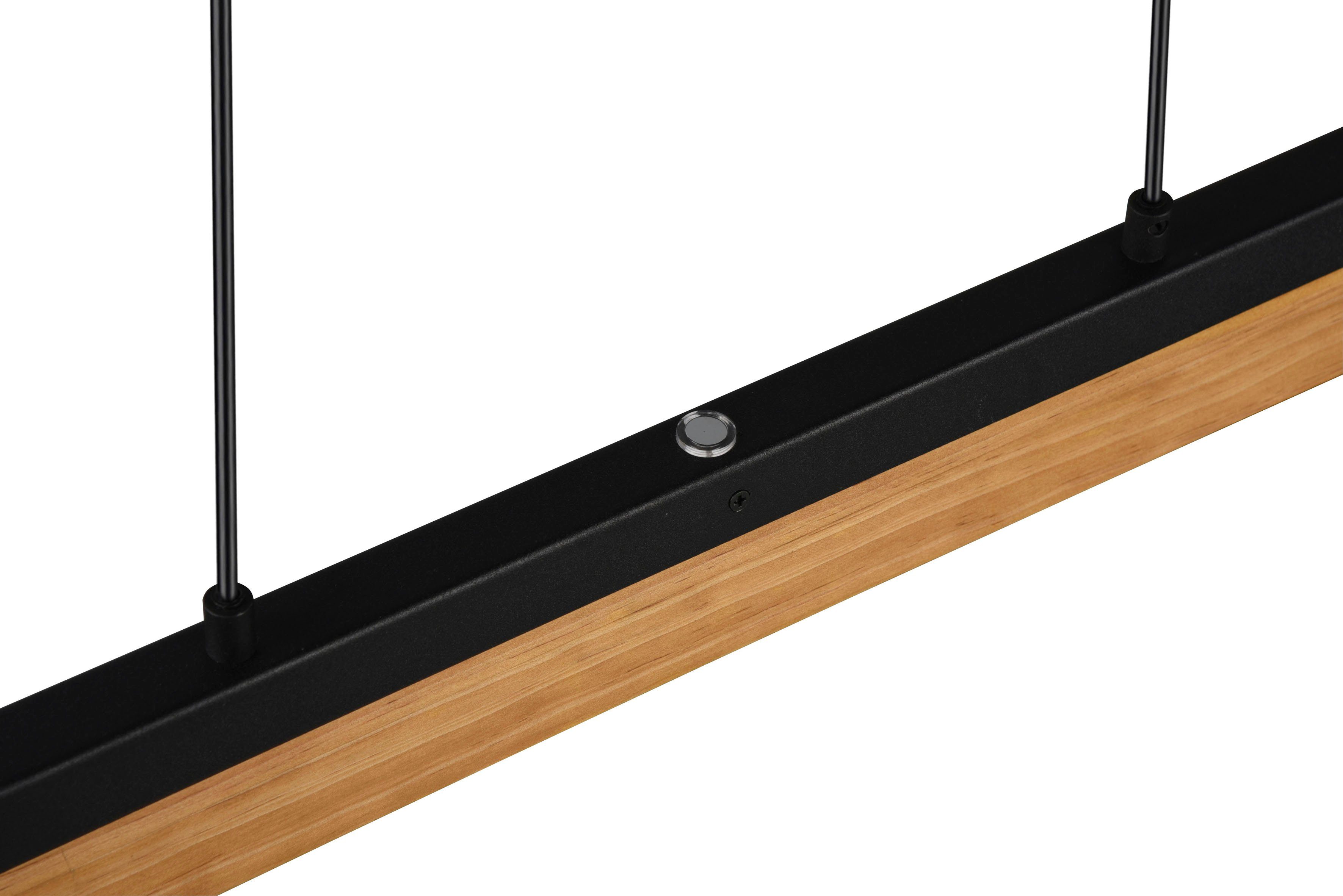 TRIO Leuchten LED Pendelleuchte Kerala, Dimmfunktion, mehrere Helligkeitsstufen, LED fest integriert, Warmweiß, Hängelampe aus Holz + Metall, Touchdimmer, höhenverstellbar, warmweiß