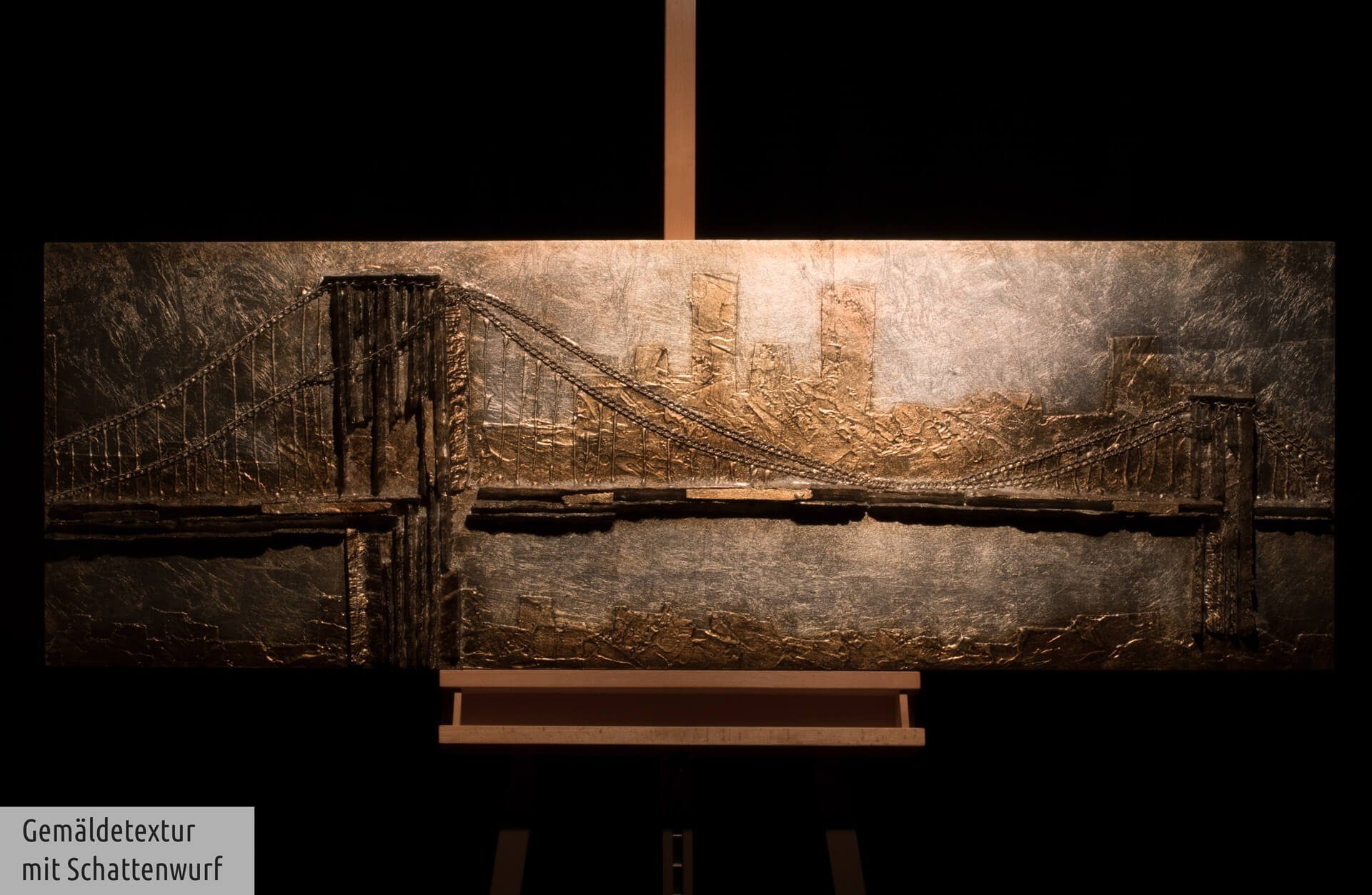 KUNSTLOFT Holz Le handgefertiges aus Wandbild d'Or Pont Holzbild cm, 150x50