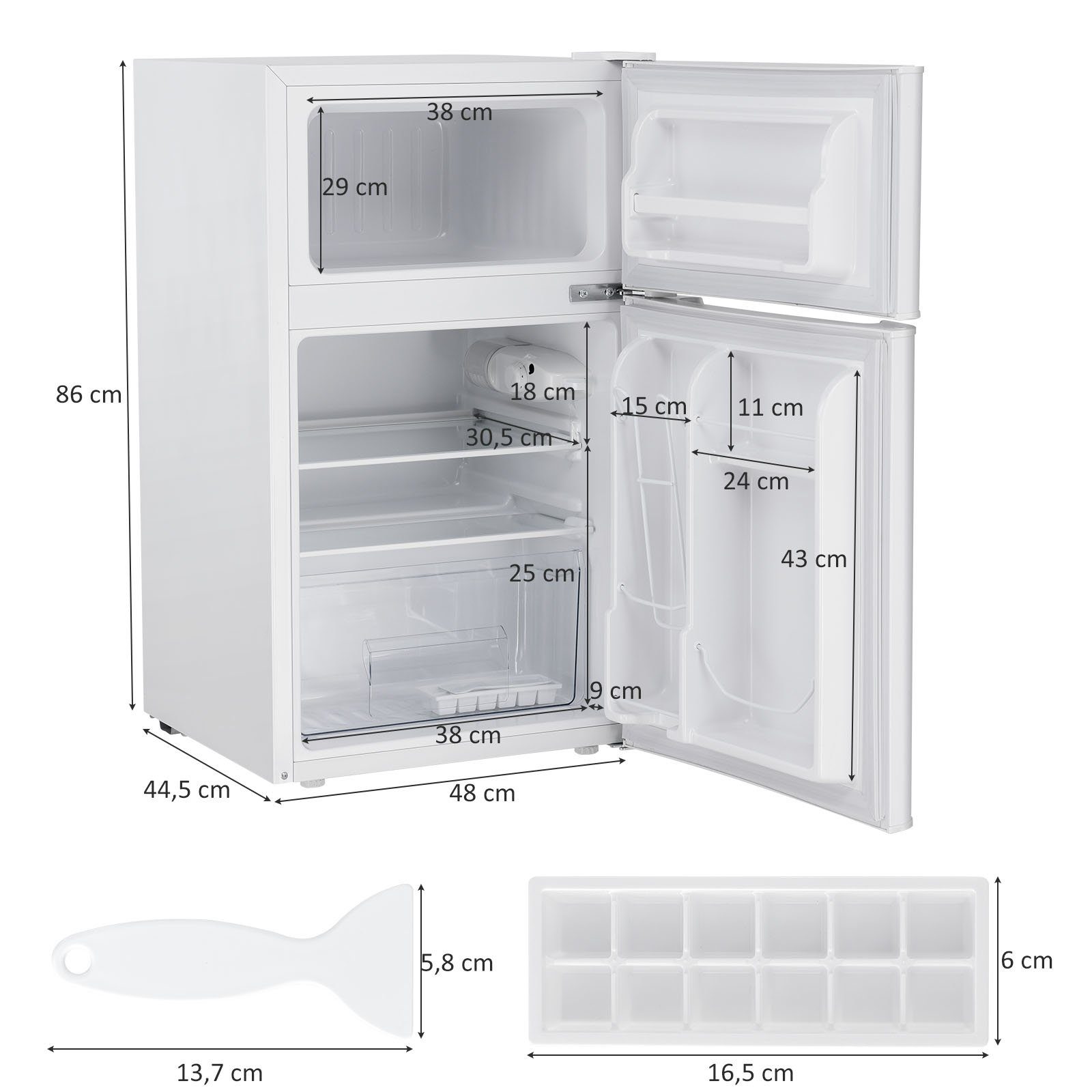 Kühlschrank EP22672DE/BCD-90, 49,5 COSTWAY breit cm hoch, cm Weiß 86