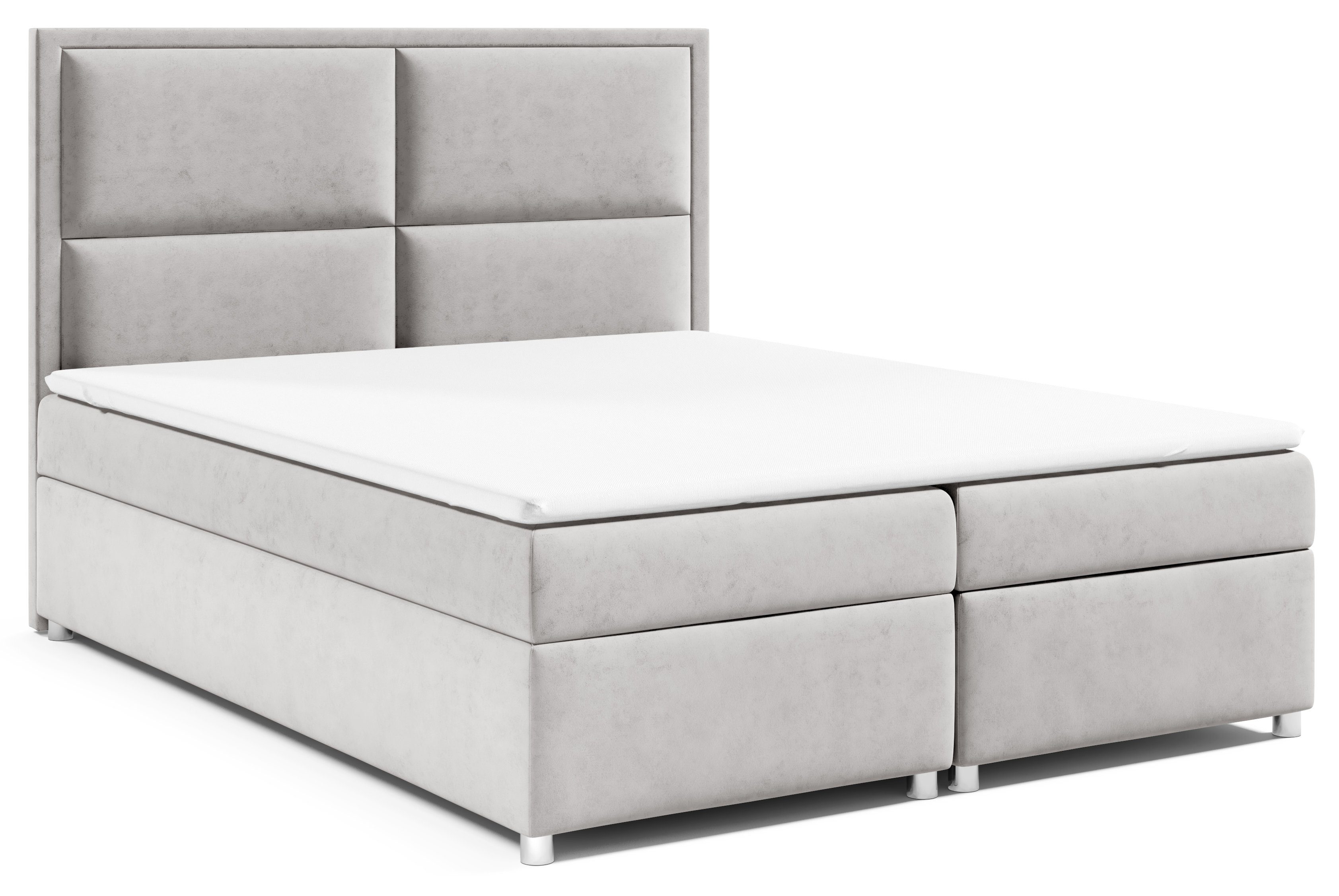 Best for Home Boxspringbett Trinity K11, mit Bettkasten und Topper Silber