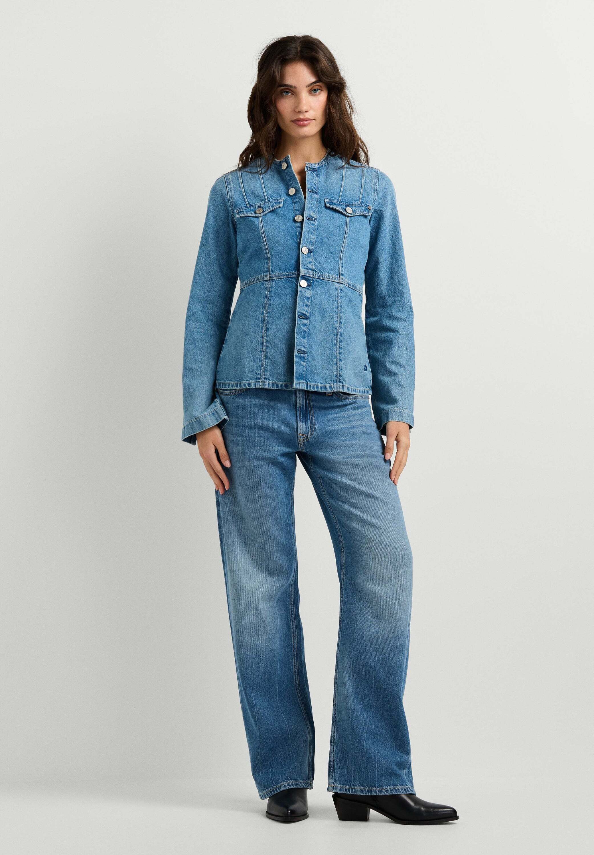 Pepe Jeans Wintermantel winter coat KAREN COLLARLESS JACKET VERDE BLUE