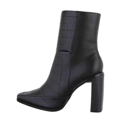 Ital-Design Damen Party & Clubwear Stiefelette Blockabsatz High-Heel Stiefeletten in Schwarz