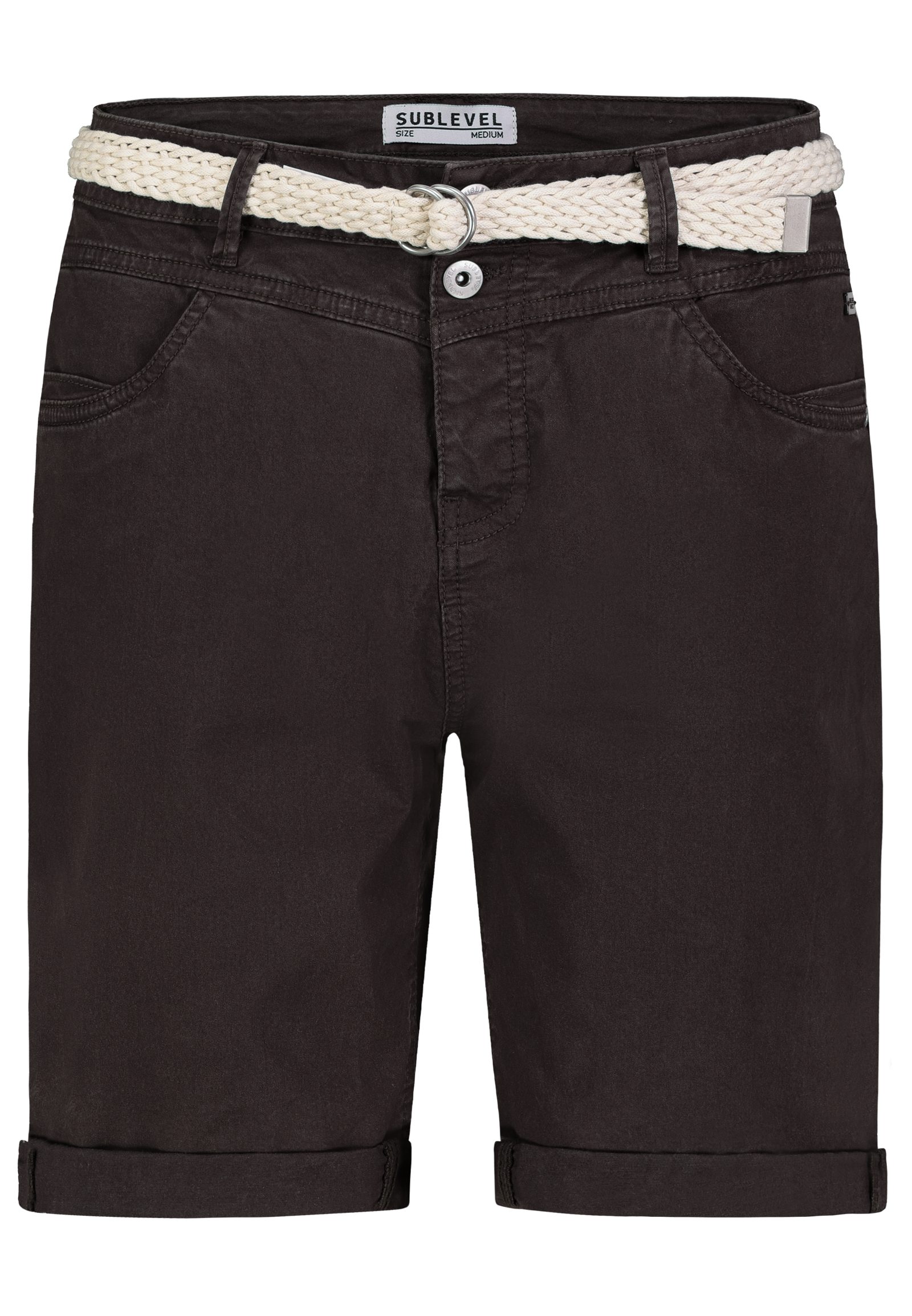 SUBLEVEL Bermudas Damen Short Bermuda kurze Hose Sommer Chino Stoff Hose mit Gürtel – Bild 4 von 5