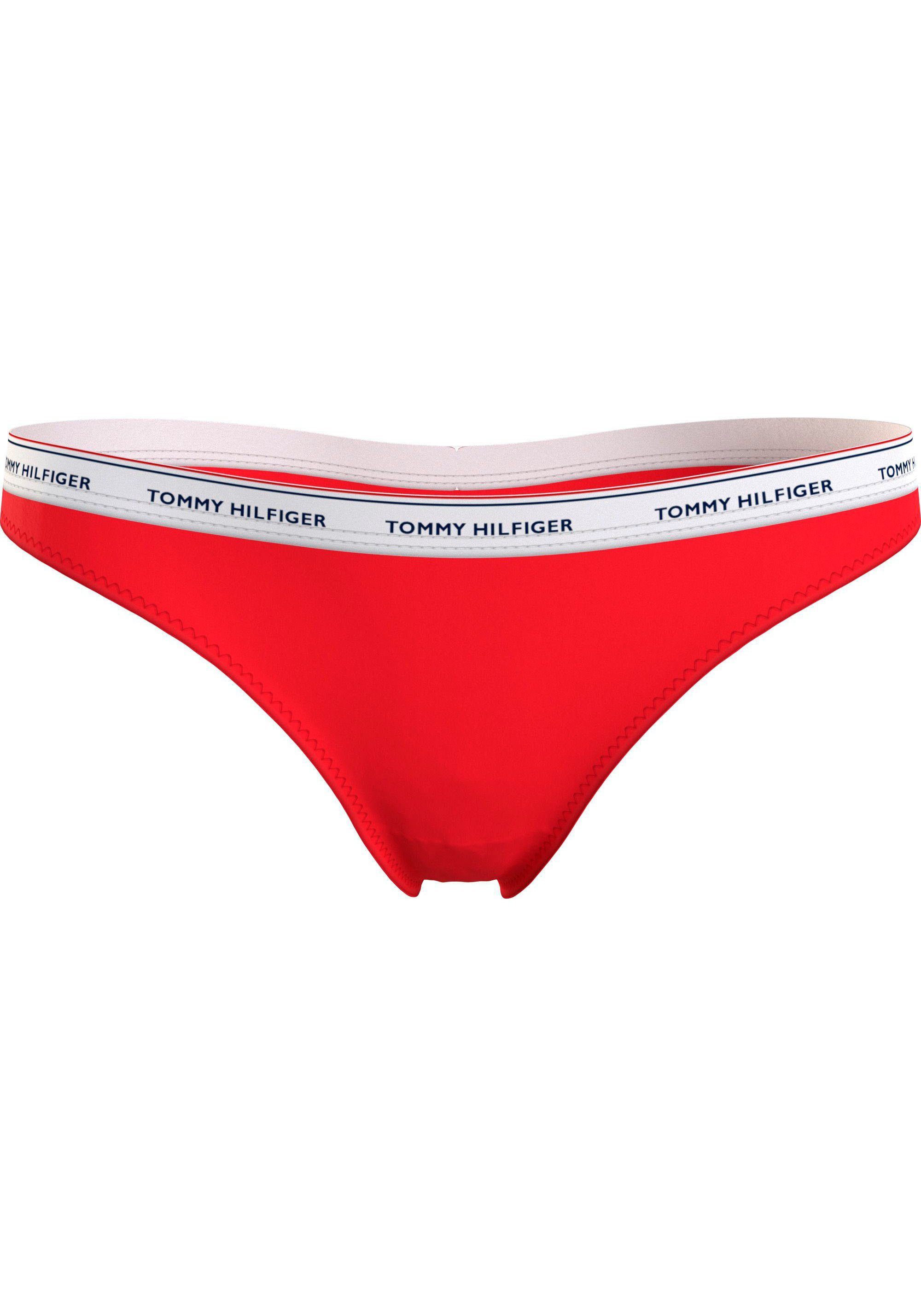 Tommy Hilfiger Underwear Slip 3 (EXT mit Hilfiger Daring_Scarlet/Starlight/Iron_Blue (Packung, Tommy 3er) SIZES) THONG Logobund PACK