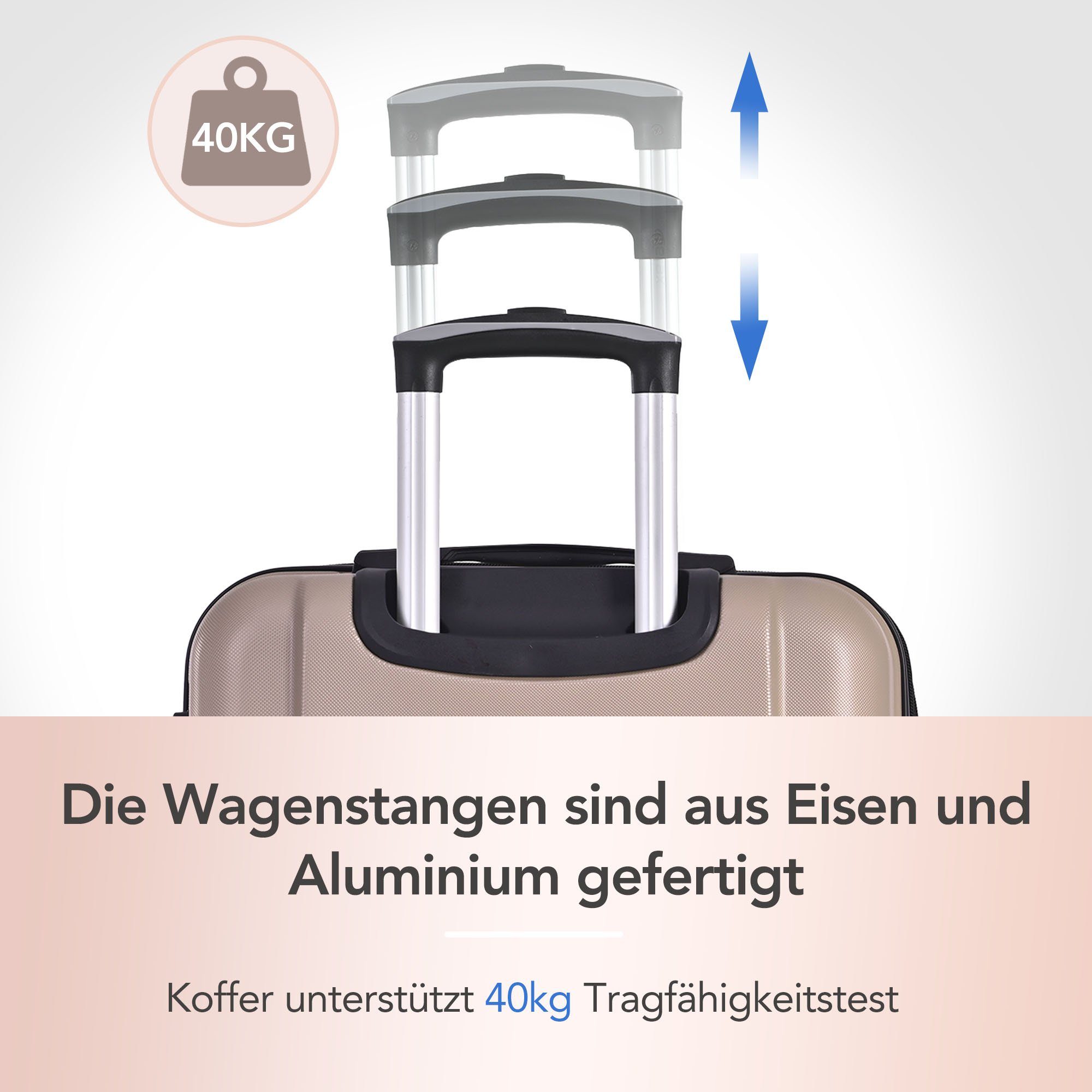 Hartschalen-Trolley Hartschalen-Handgepäck, 4 Rollen, Koffer mit TSA-Schloss und Universalrad, Erweiterbar Seitengriff