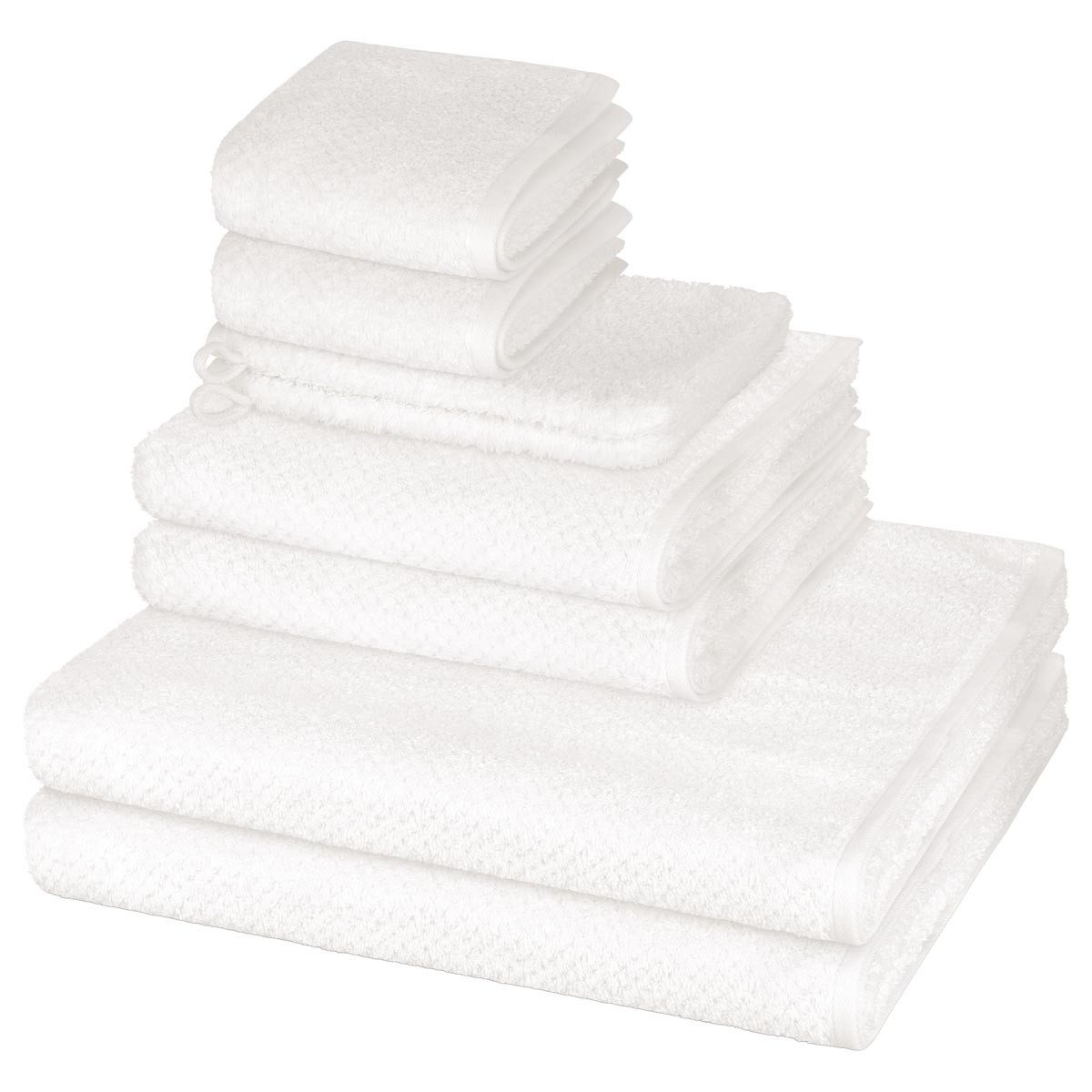 Cawö Handtuch Set Pure, Walkfrottee (Spar-Set, 8-St), 2 X Wasch- 2 X Gäste- 2 X Dusch- 2 X Handtuch im Set - Baumwolle