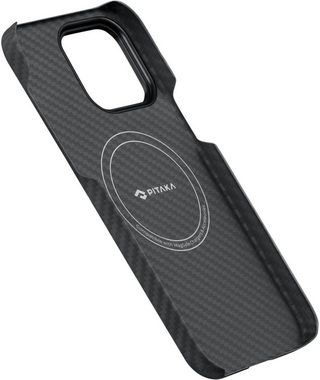 Pitaka Handyhülle MagEz Case 3 for Pro iPhone 14 Black/Grey Twill, hergestellt aus 1500D Aramid-Fasern