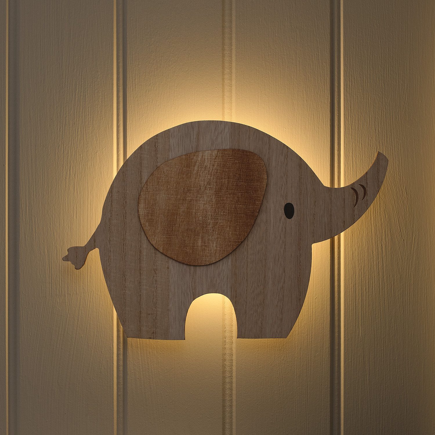 Lights4fun LED Wandleuchte Ernie der Elefant-Wandlampe fürs Kinderzimmer mit Fernbedienung & Time
