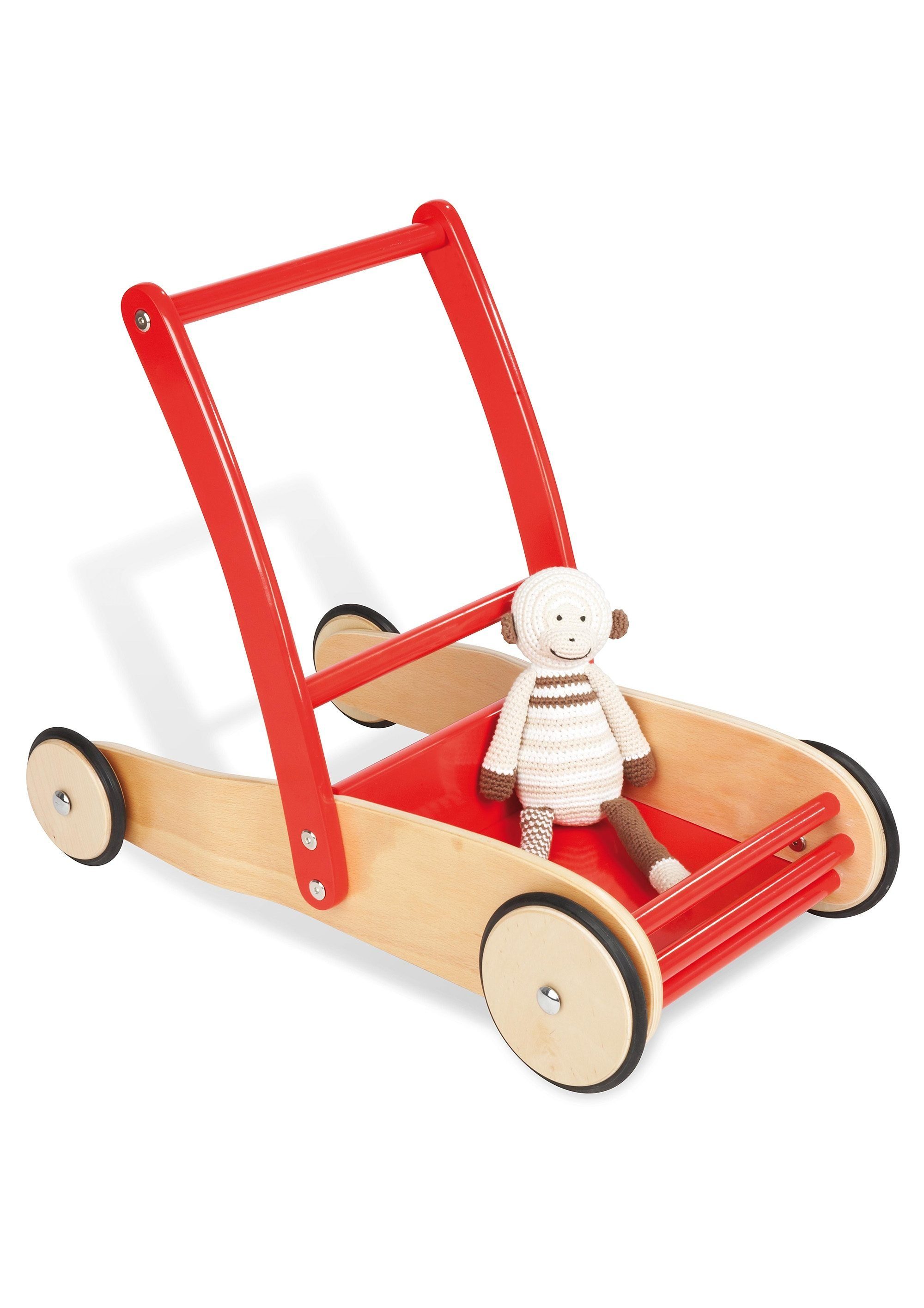 Pinolino® Lauflernwagen Holzspielzeug, Uli, Natur/Rot, aus Holz | Lauflernwagen