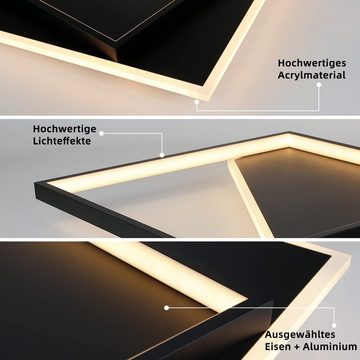 ZMH LED Deckenleuchte Dimmbar Modern für Wohnzimmer Esszimmer Büro Küche Flur, LED fest integriert, Tageslichtweiß, schwarz, 35*35cm