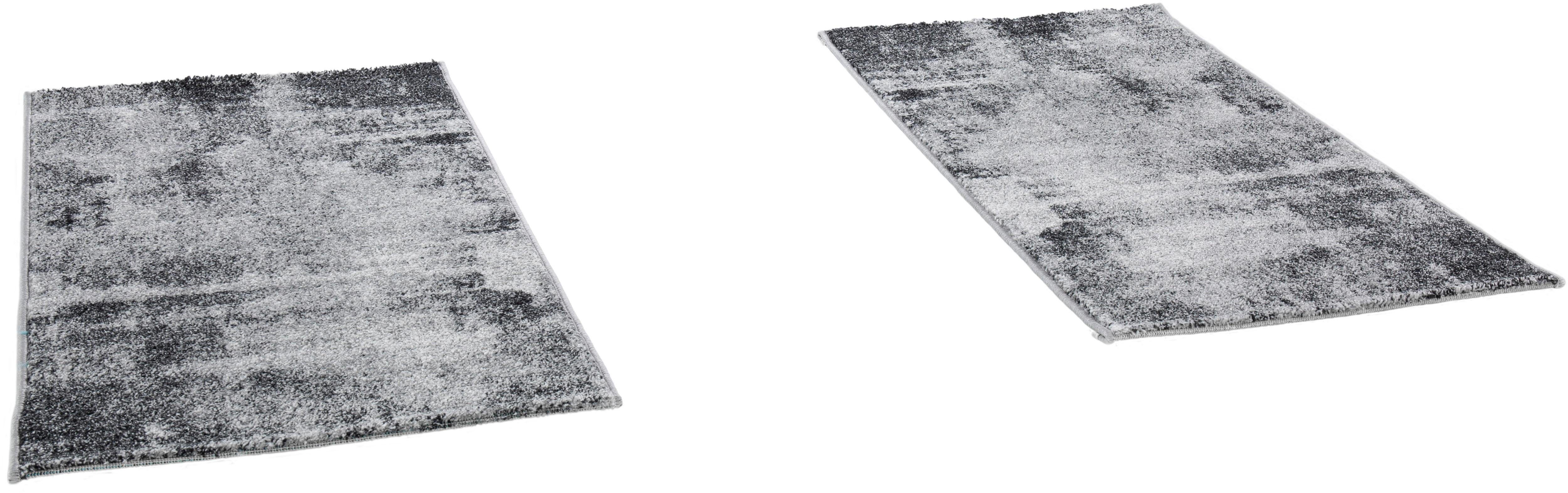 Andiamo Bettumrandung Bettvorleger Luna, Höhe 7 mm, (3-tlg), Bettvorleger, Läufer-Set, Kurzflor, modernes Design, meliert