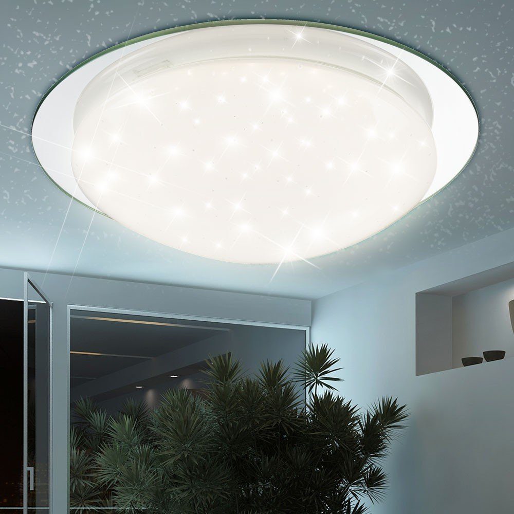 Warmweiß, verspiegelt Leuchte Watt etc-shop verbaut, fest Wohn Zimmer 12 LED Lampe LED-Leuchtmittel Schlaf Deckenleuchte, Decken LED Design