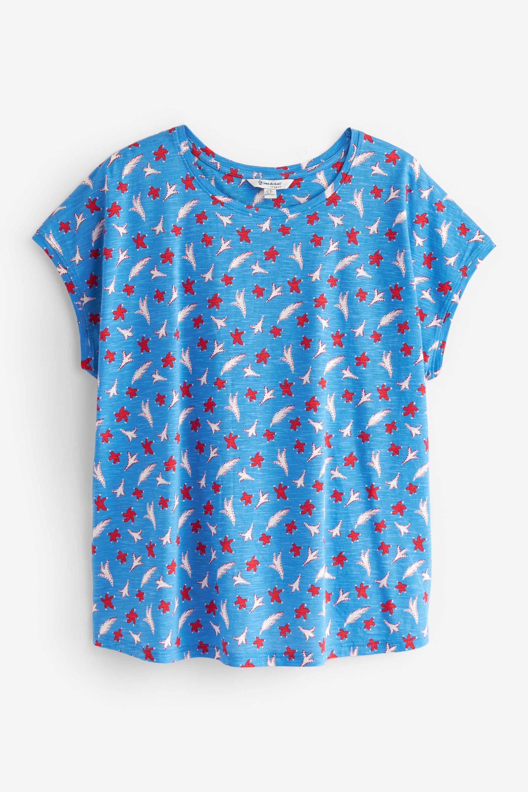 Next T-Shirt Kurzärmeliges Slub T-Shirt mit Rundhalsausschnitt (1-tlg) Celia Birtwell Rock On Mini Blue | T-Shirts