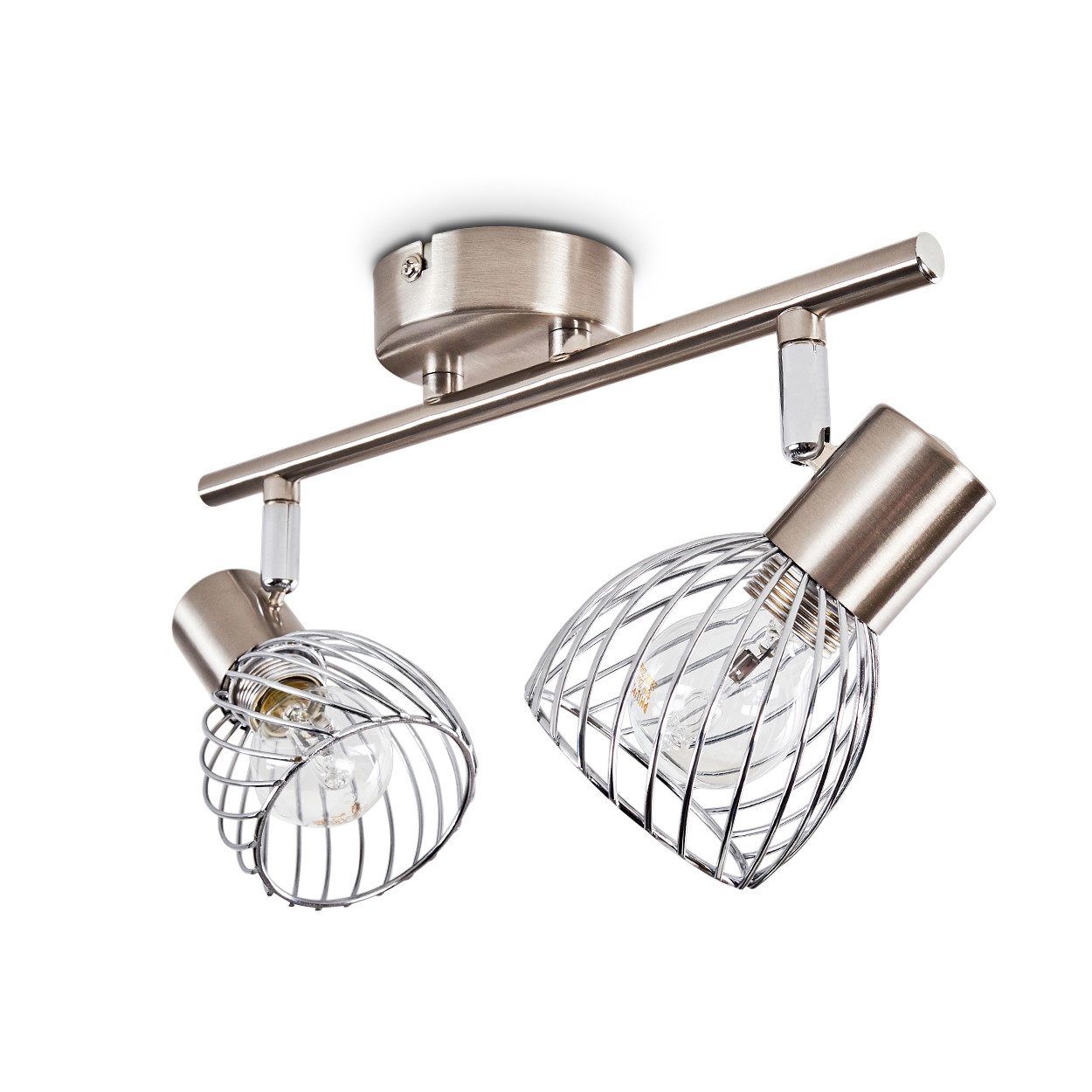 hofstein Deckenleuchte »Seveso« Deckenlampe aus Metall in Nickel-matt/Chrom, ohne Leuchtmittel, verstellbare Strahler, E14, in Gitter-Optik mit Lichteffekt