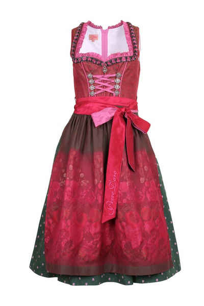 Pezzo D'oro Dirndl Pezzo D'oro Mididirndl, Festtagsddirndl rot/grün/erika, 70cm